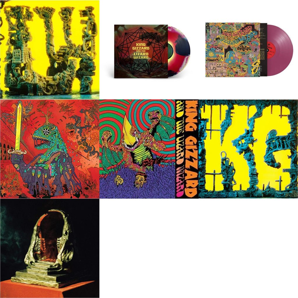 King Gizzard & The Lizard Wizard - L.W. & Willoughby's Beach (Tangerine LP Vinyl) & 12 Bar Bruise (Sea Foam Green LP Vinyl) & Oddments (Plum LP Vinyl) & Infest The Rats' Nest (Red/Black LP Vinyl) & Nonagon Infinity (Yellow/Red/Black LP Vinyl) & K.G.