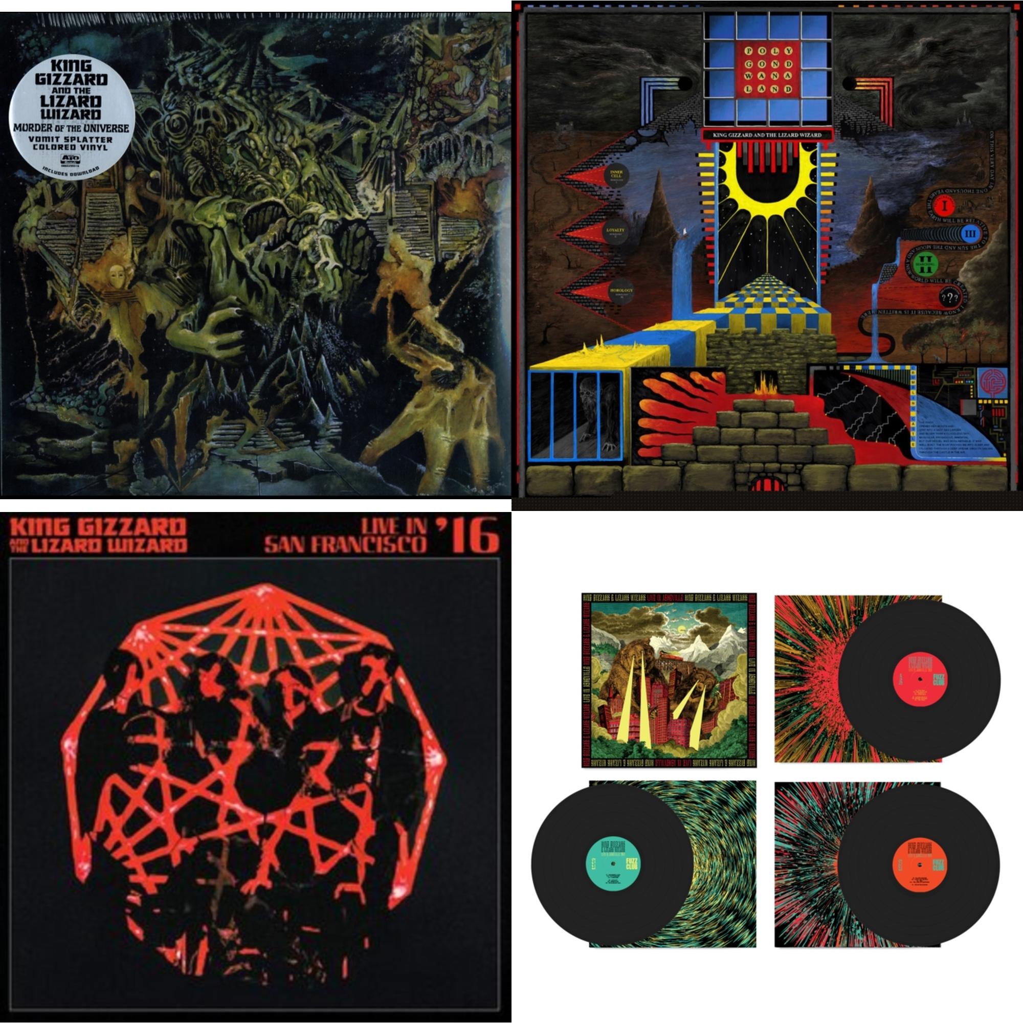 Live In Adelaide '19 (Fuzz Club Official Bootleg) & Murder Of The Universe (Transparent Green W/Mustard Yelow Splatter LP Vinyl) & Polygondwanaland & Live In San Francisco '16 (Deluxe/2LP/Fog/Sunburst Vinyl)