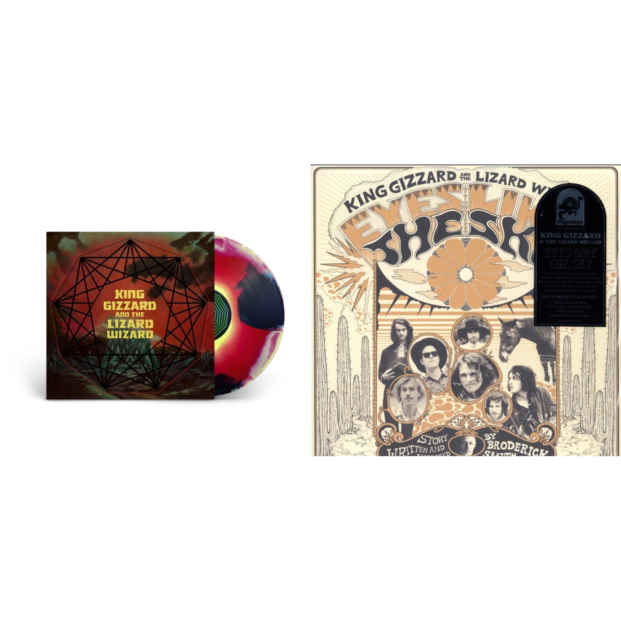 King Gizzard & The Lizard Wizard - Nonagon Infinity (Yellow/Red/Black LP Vinyl) & Eyes Likes The Sky (Peach LP Vinyl)
