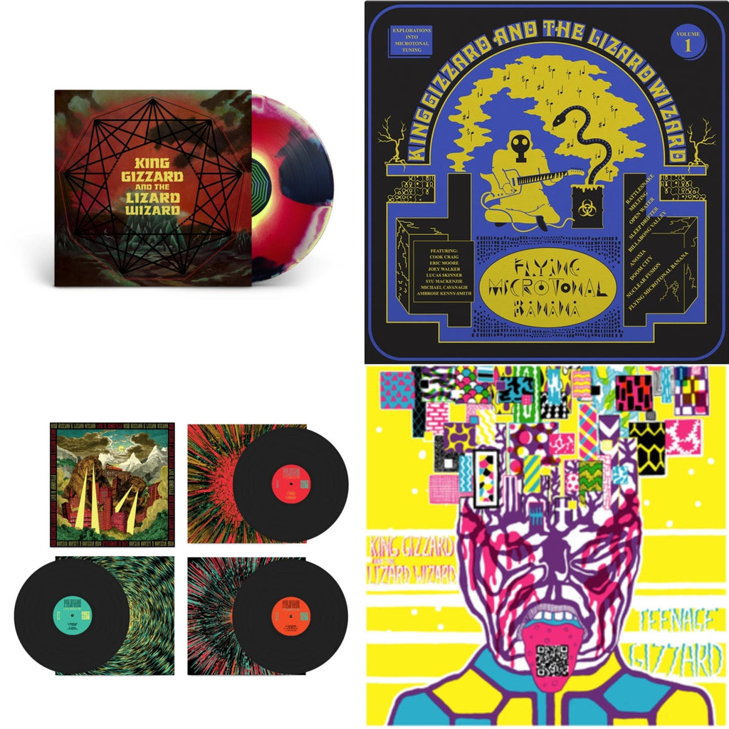 Live In Adelaide '19 (Fuzz Club Official Bootleg) & Teenage Gizzard (Fuzz Club Official Bootleg) (Deluxe Edition) & Nonagon Infinity (Yellow/Red/Black LP Vinyl) & Flying Microtonal Banana (Randomly Colored Recycled LP Vinyl)