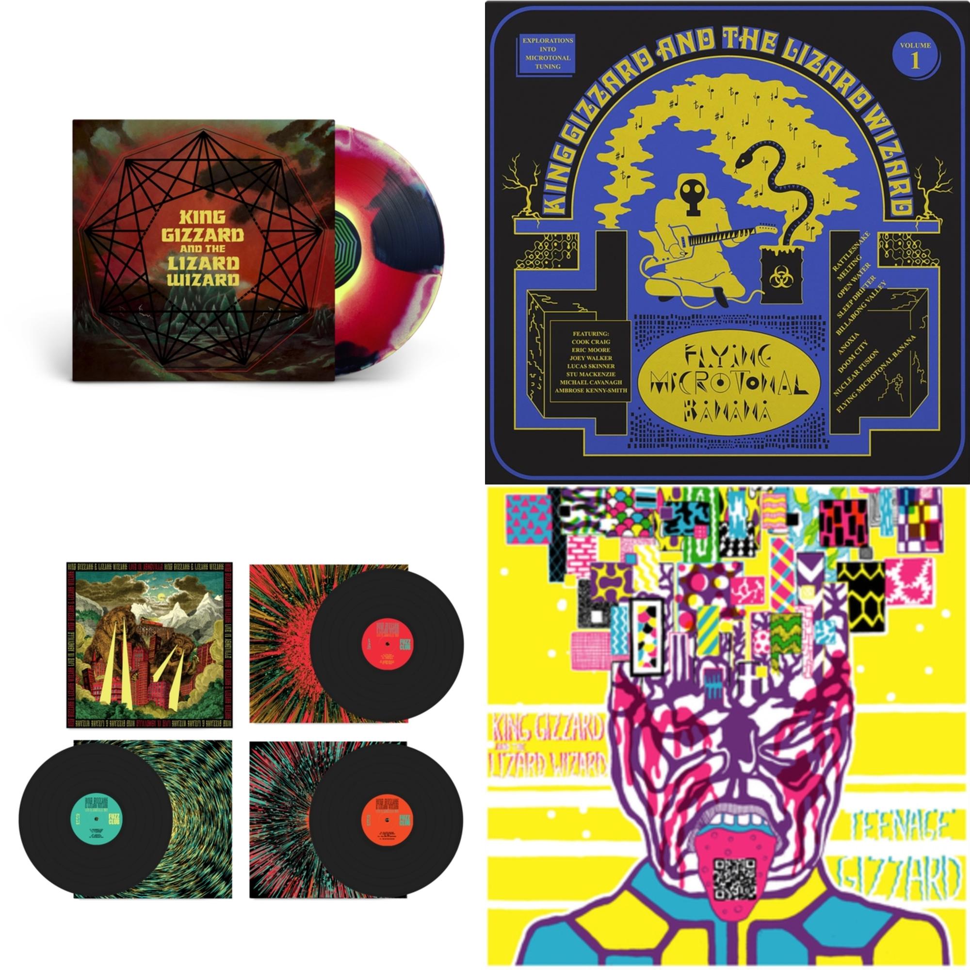 Live In Adelaide '19 (Fuzz Club Official Bootleg) & Teenage Gizzard (Fuzz Club Official Bootleg) (Deluxe Edition) & Nonagon Infinity (Yellow/Red/Black LP Vinyl) & Flying Microtonal Banana (Randomly Colored Recycled LP Vinyl)
