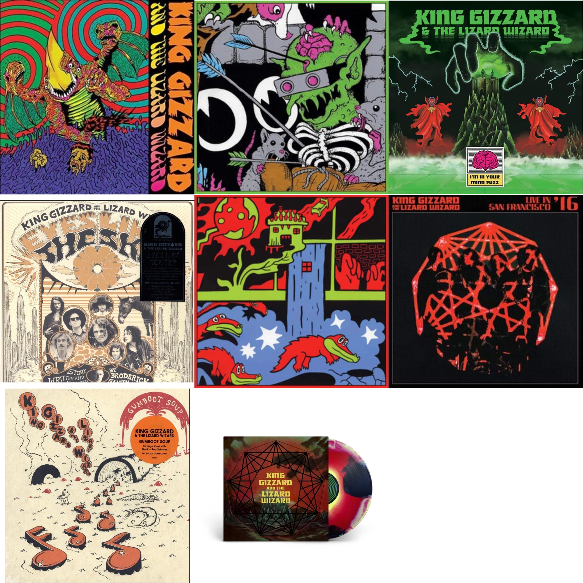 King Gizzard & The Lizard Wizard - Willoughby's Beach (Tangerine LP Vinyl) & Live In Brussels '19 (140G/3LP) & I'm In Your Mind Fuzz & Eyes Likes The Sky (Peach LP Vinyl) & Live In Paris '19 (Fuzz Club Official Bootleg) & Live In San Francisco '16