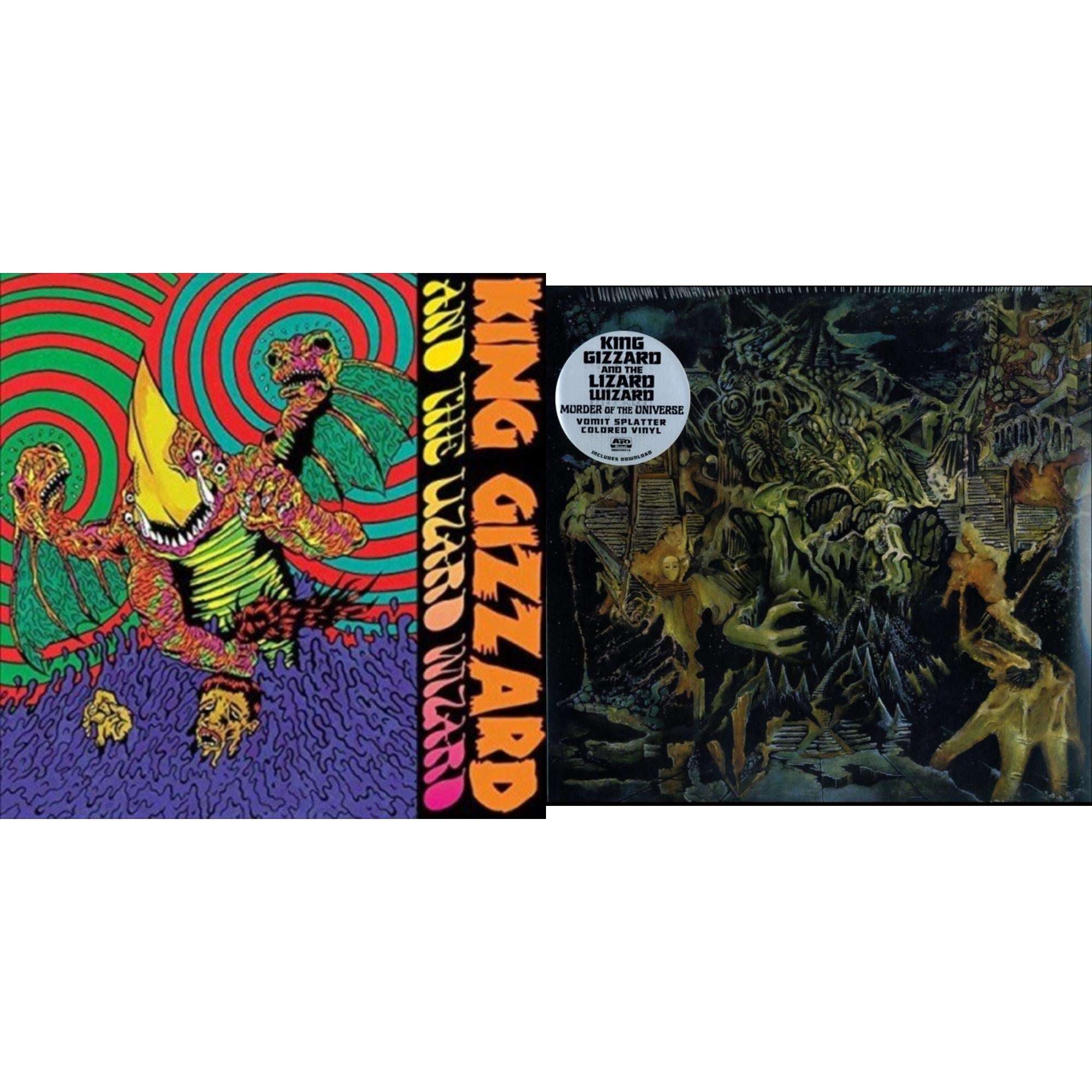 King Gizzard & The Lizard Wizard - Murder Of The Universe (Transparent Green W/Mustard Yelow Splatter LP Vinyl) & Willoughby's Beach (Tangerine LP Vinyl)