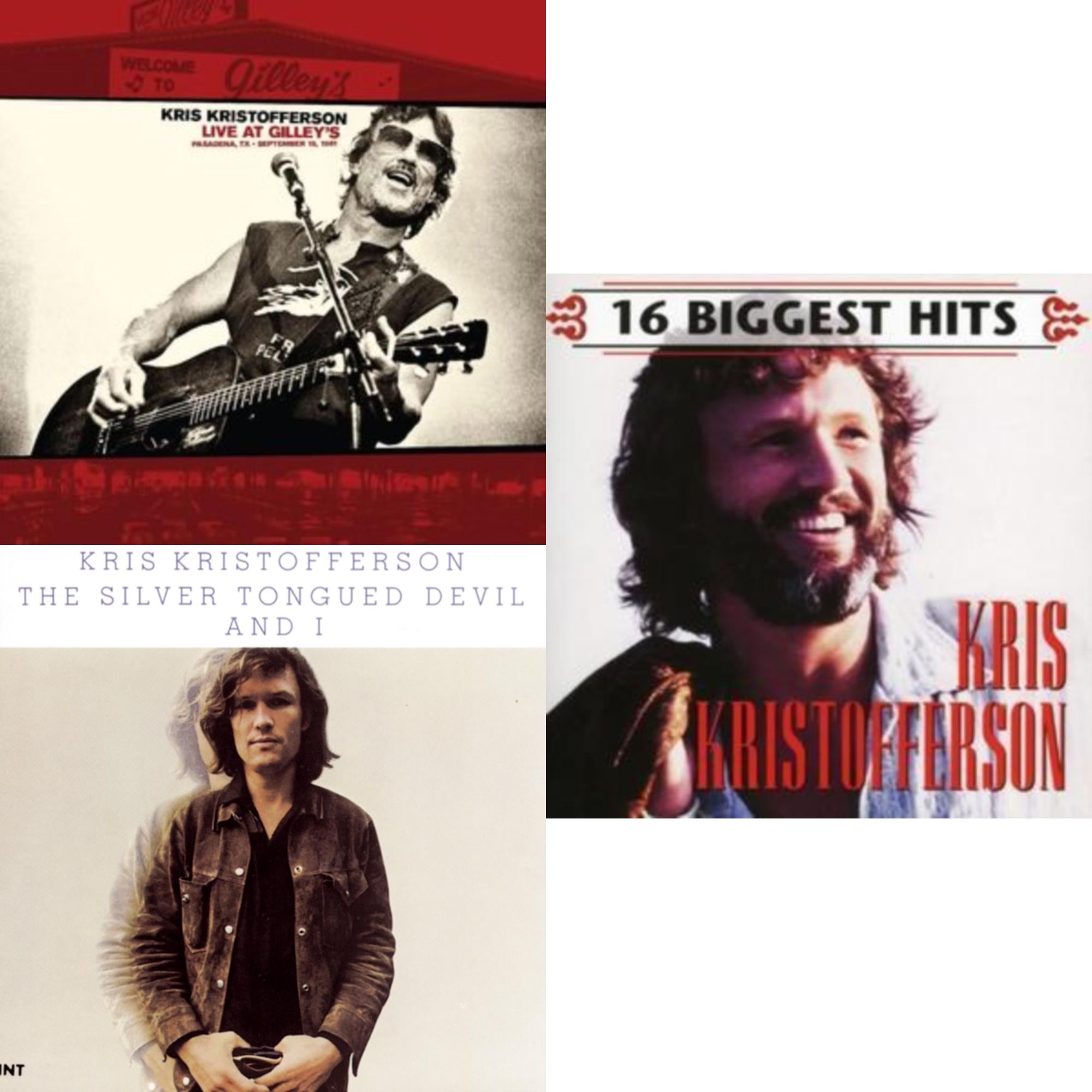 Kris Kristofferson - Live At Gilley’S: Pasadena,Tx: September 15, 1981 & Silver Tongued Devil & I & 16 Biggest Hits - CD Bundle