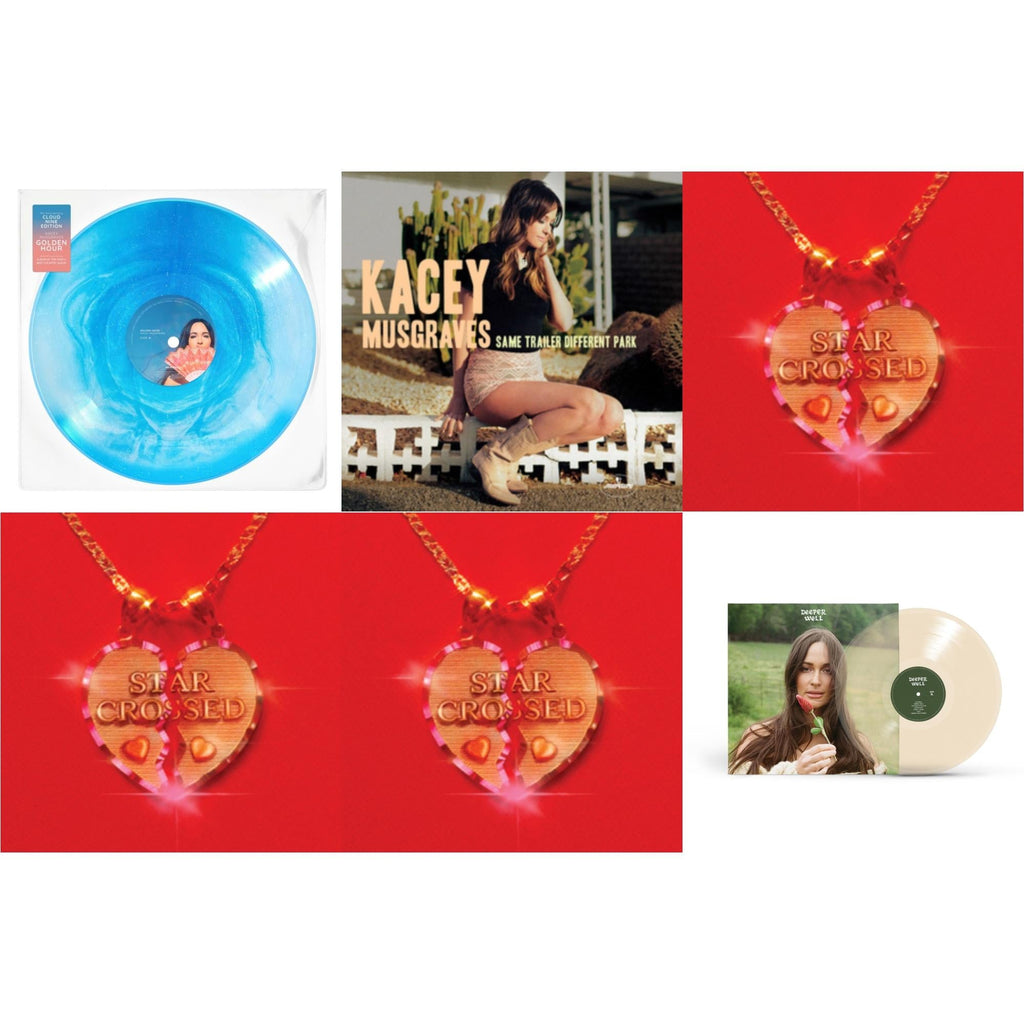 Kacey Musgraves - Golden Hour (Cloud Nine Edition LP Vinyl) & Same Trailer Different Park & Star-Crossed (Neon Yellow LP Vinyl) & Star-Crossed (Sea Foam LP Vinyl) & Star-Crossed (Ruby Red LP Vinyl) & Deeper Well (Transparent Cream LP Vinyl)