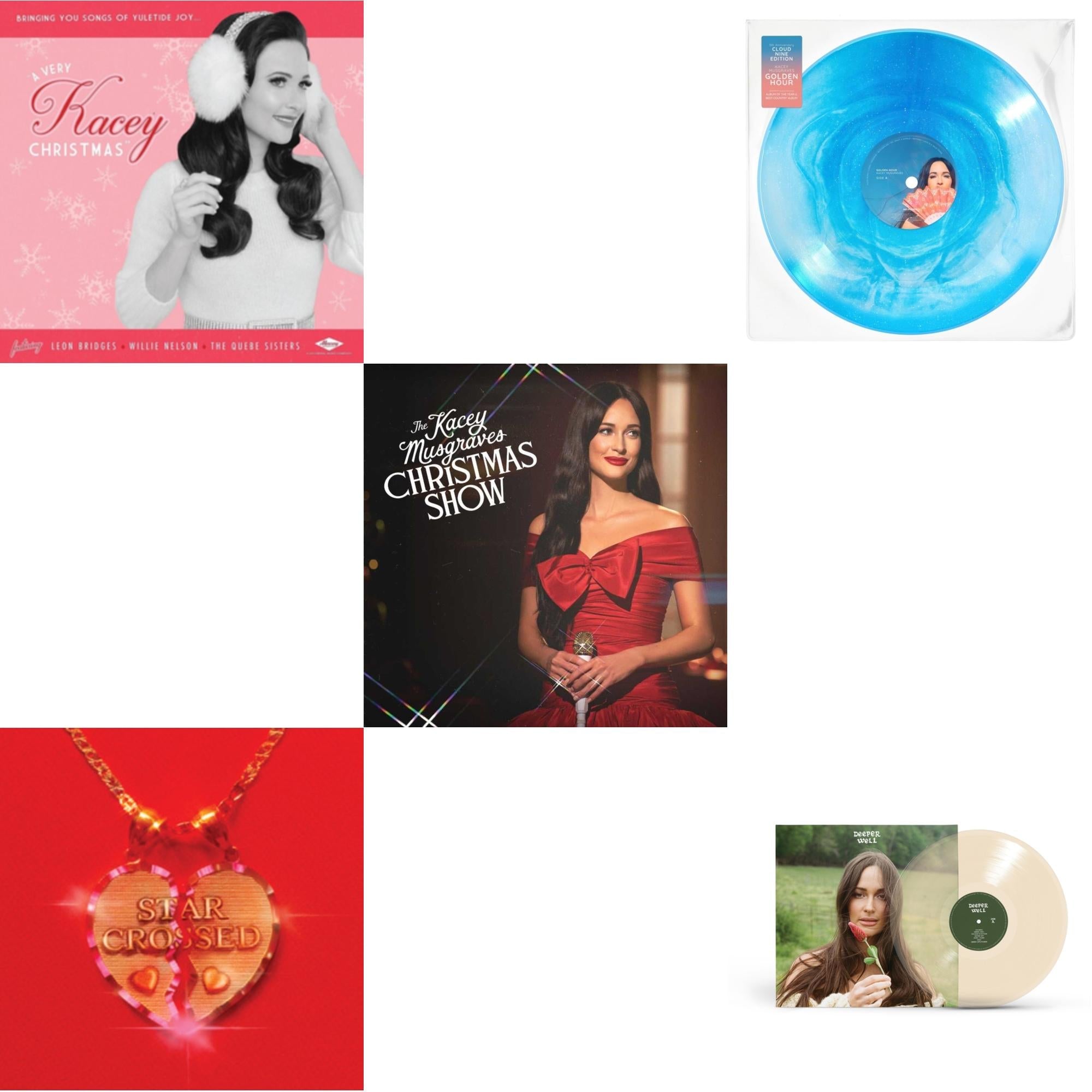 Kacey Musgraves - Very Kacey Christmas & Star-Crossed (Ruby Red LP Vinyl) & Kacey Musgraves Christmas Show (White LP Vinyl) & Golden Hour (Cloud Nine Edition LP Vinyl) & Deeper Well (Transparent Cream LP Vinyl)