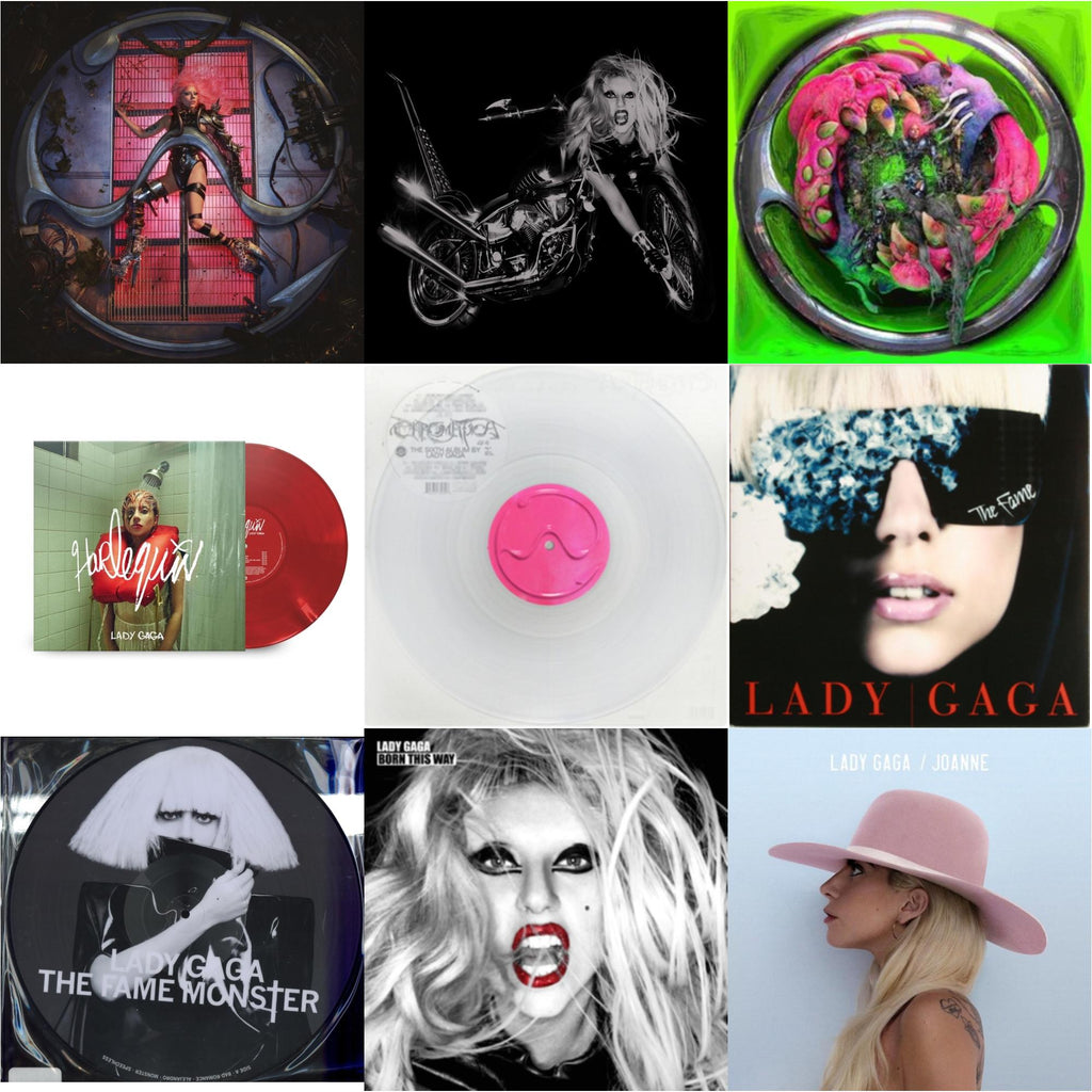 Lady Gaga - Chromatica (180G) & Born This Way - The Tenth Anniversary (3LP) & Dawn Of Chromatica (Clear LP Vinyl) & Harlequin (Red LP Vinyl) & Chromatica (Milky Clear LP Vinyl) & Fame & Fame Monster & Born This Way & Joanne