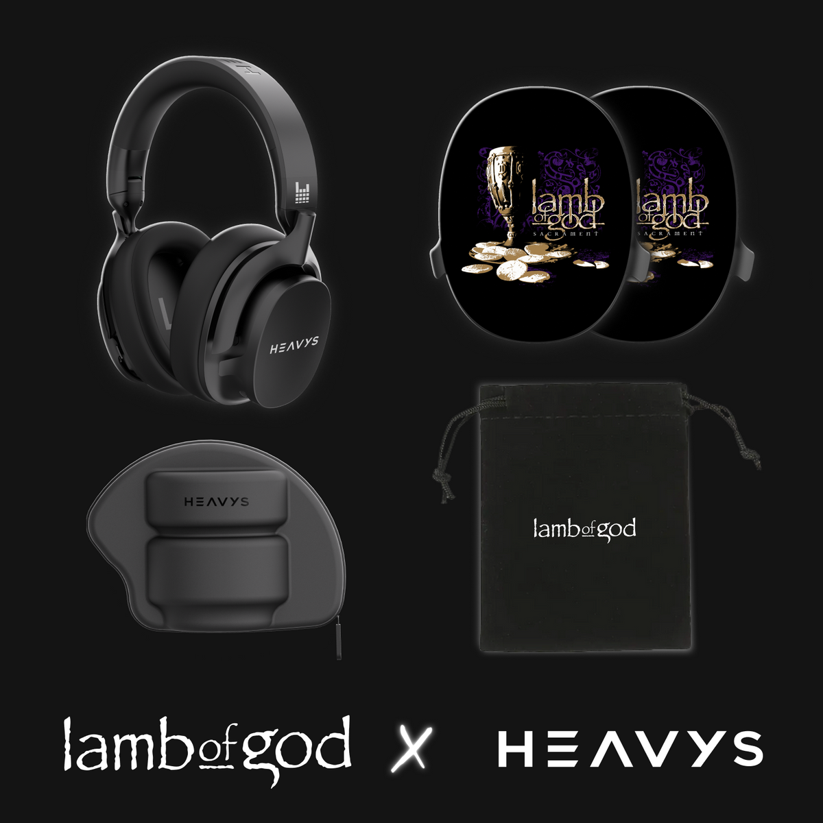 Lamb of God Sacrament Limited Edition HEAVYS Headphone Shells & Headphone Bundle