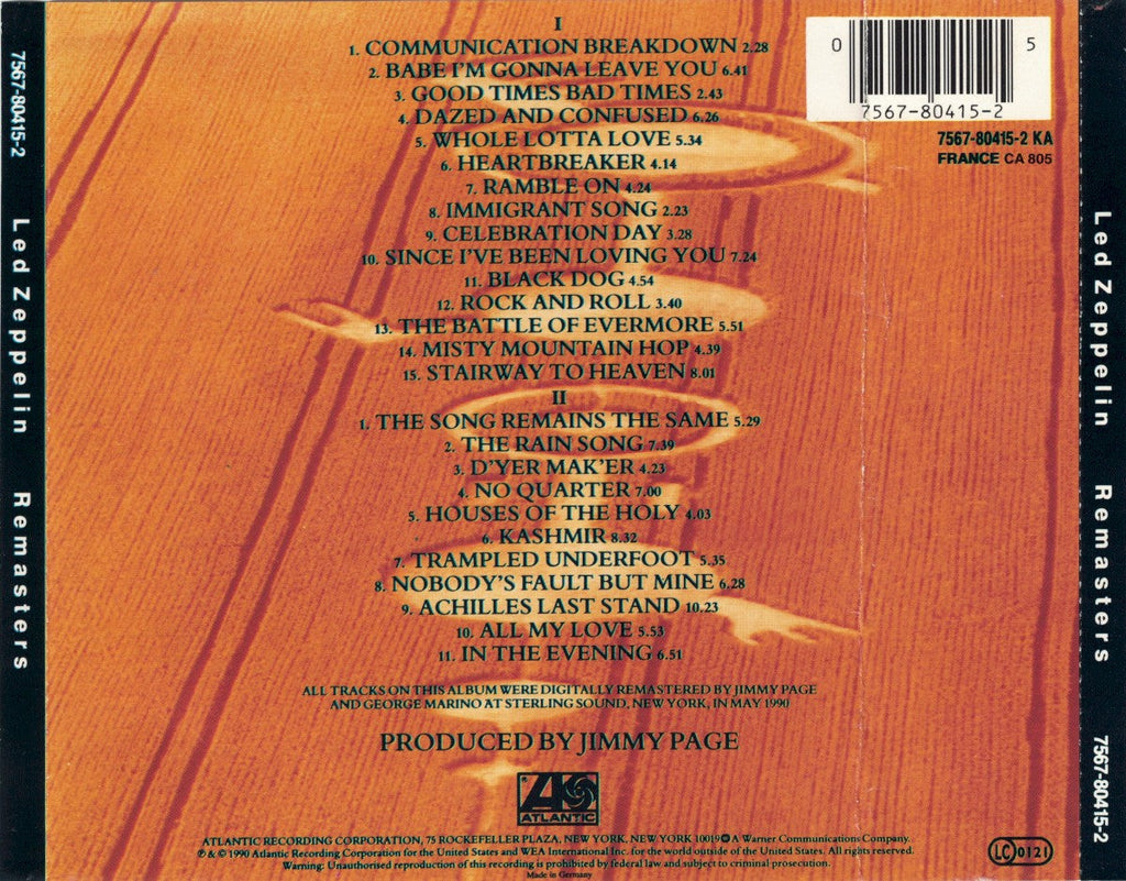 Led Zeppelin – Remasters (Import 2-CD) Music CD
