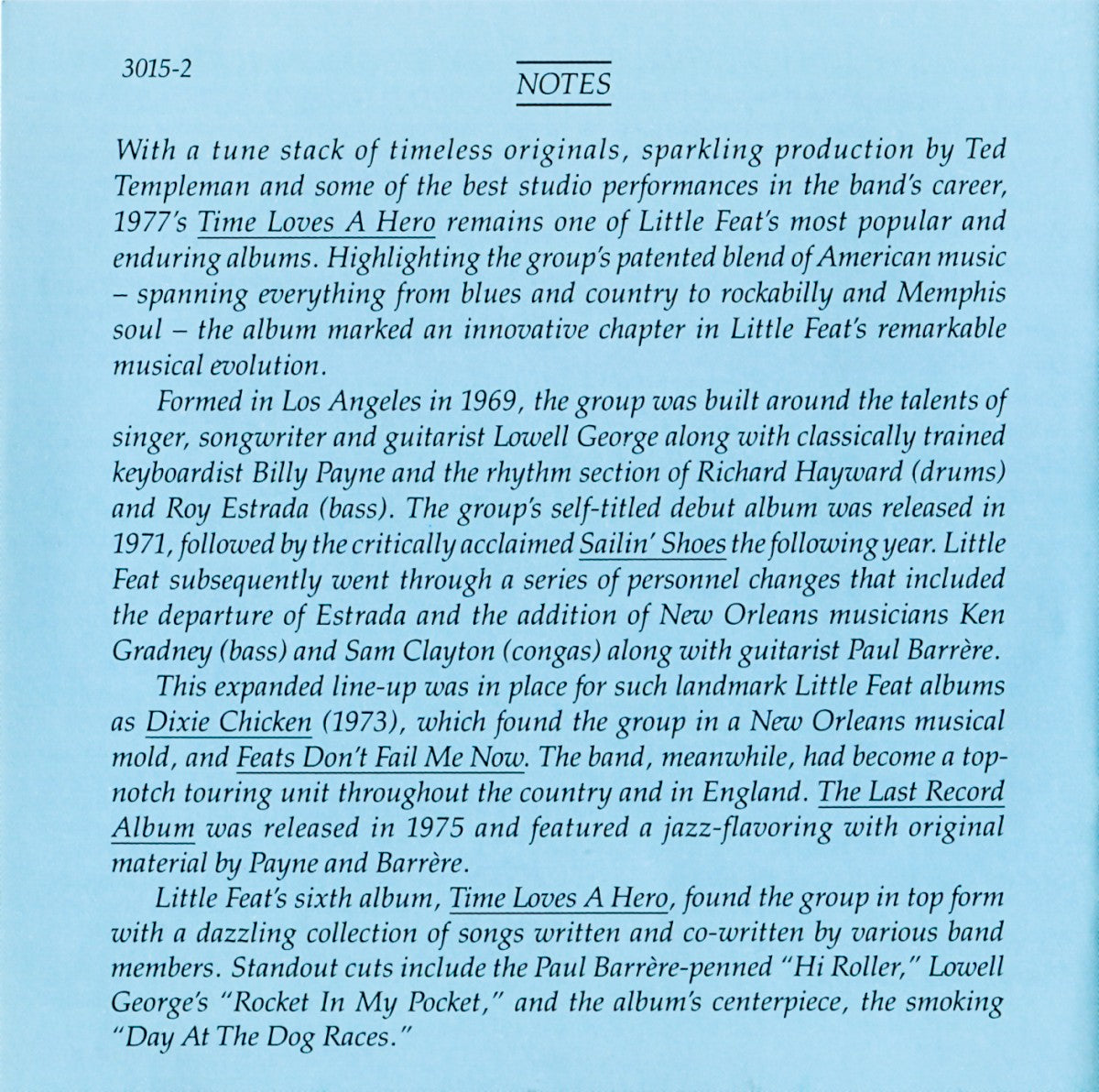 Little Feat – Time Loves a Hero Music CD