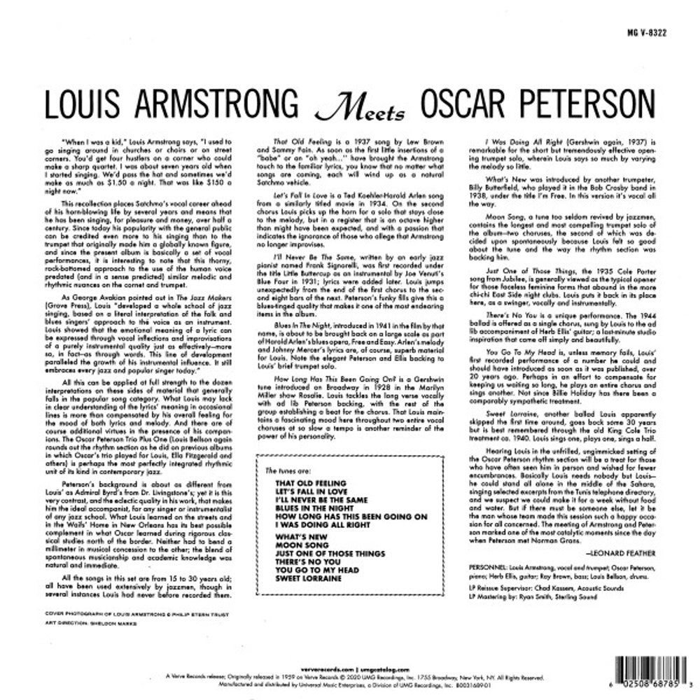 Louis Armstrong Meets Oscar Peterson (LP Vinyl) Vinyl Record