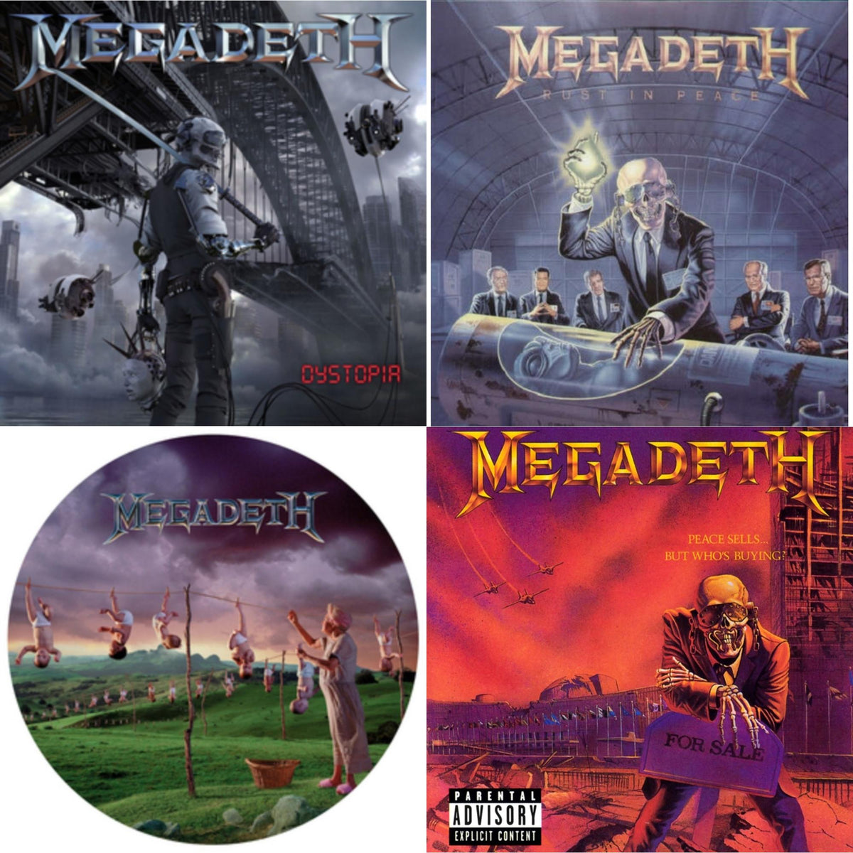 Megadeth - Dystopia & Rust In Peace & Youthanasia (Picture Disc) & Peace Sells But Who's Buying - LP Vinyl Bundle