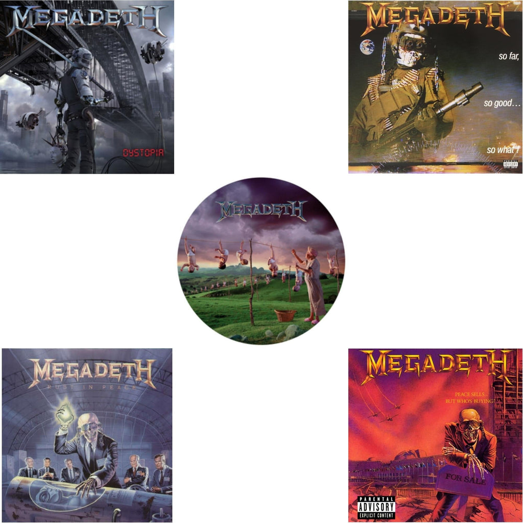 Megadeth - Dystopia & Rust In Peace & Youthanasia (Picture Disc) & So Far So Good So What & Peace Sells But Who's Buying - LP Vinyl Bundle
