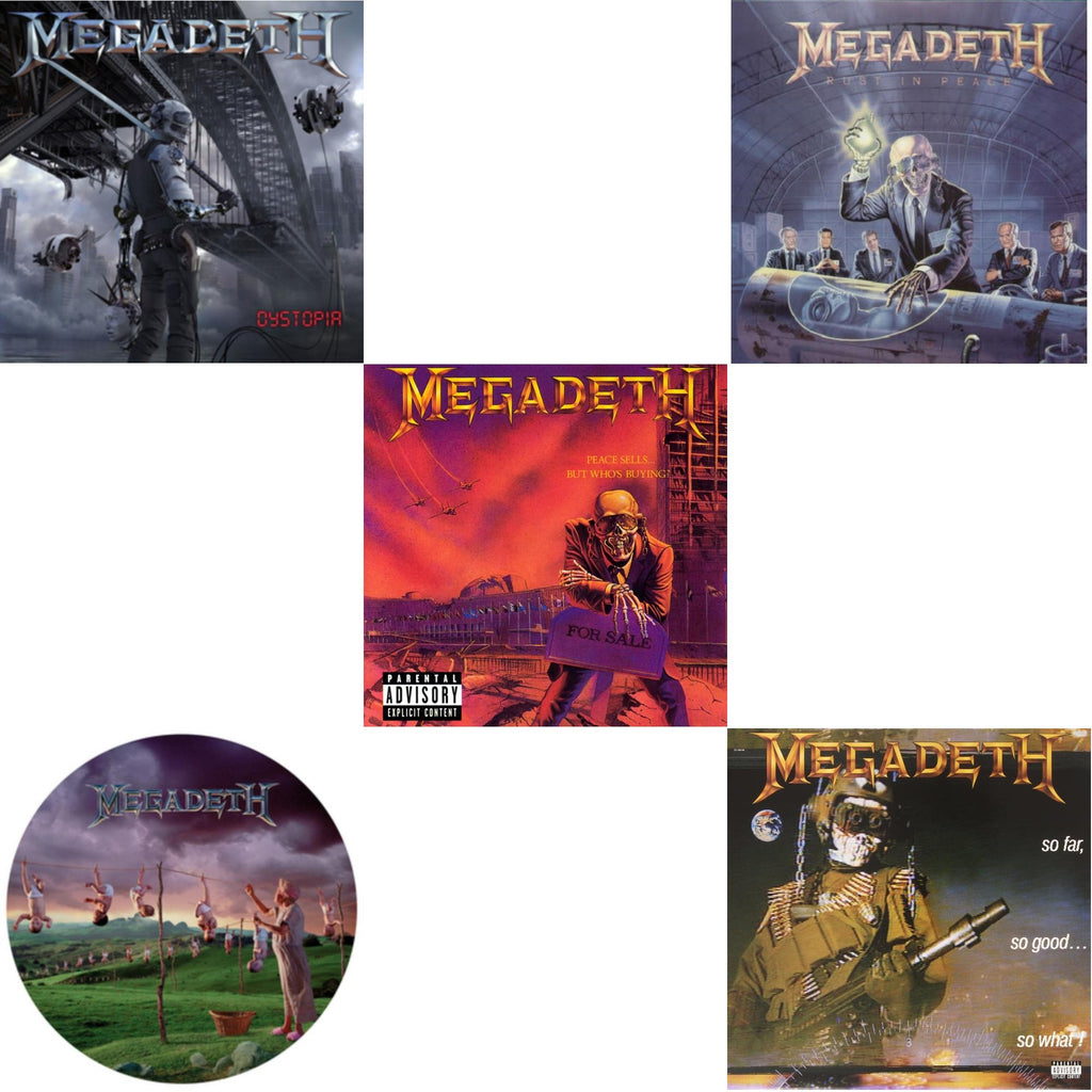 Megadeth - Dystopia & Youthanasia (Picture Disc) & Peace Sells But Who's Buying & Rust In Peace & So Far So Good So What - LP Vinyl Bundle