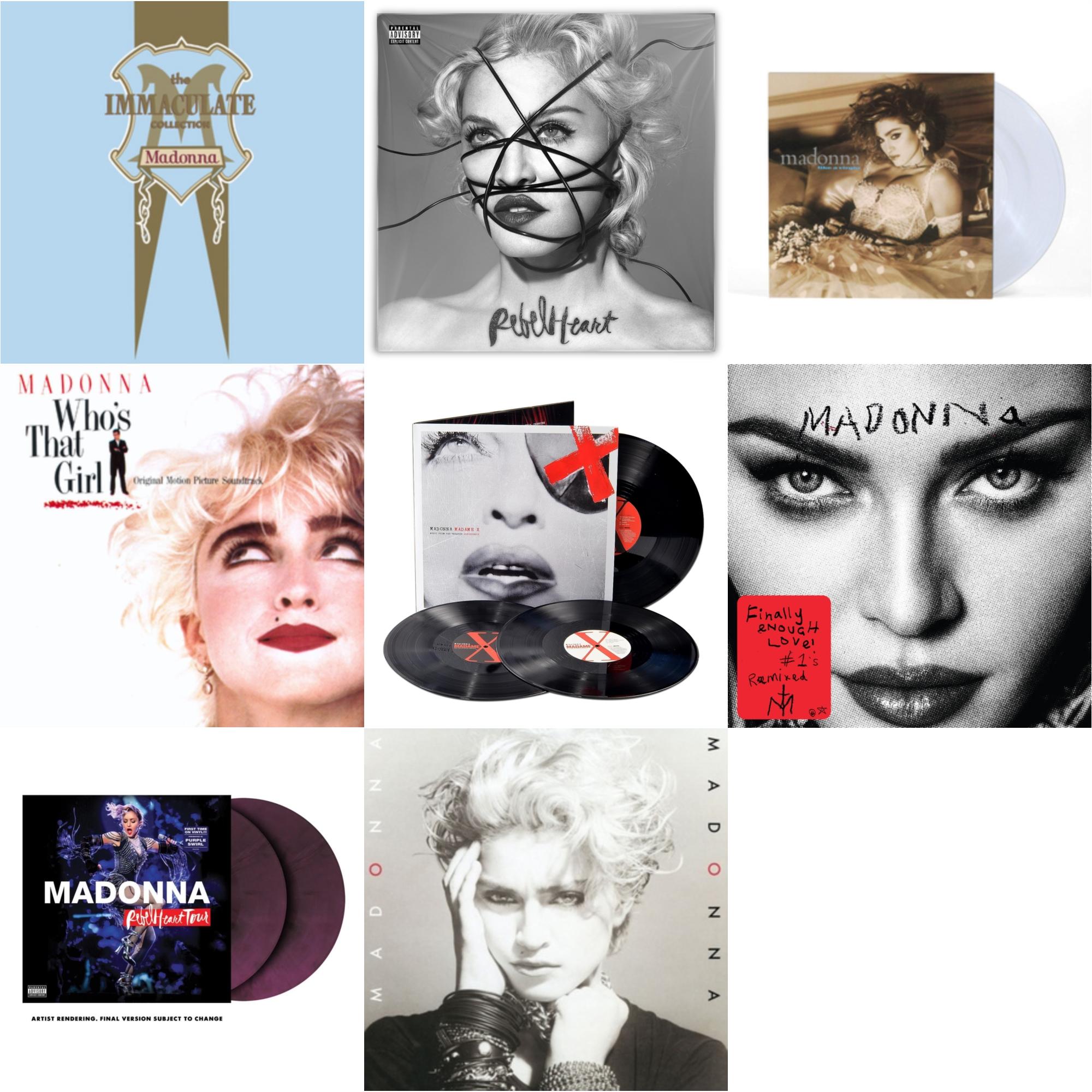 Madonna & Rebel Heart Tour (X) (Purple Galaxy Swirl Vinyl/2LP) & Rebel Heart & Madame X (Live) (3LP) & Finally Enough Love (2LP) & Like A Virgin & Immaculate Collection (2LP) & Who's That Girl Ost (Back 2 The 80S) (I)