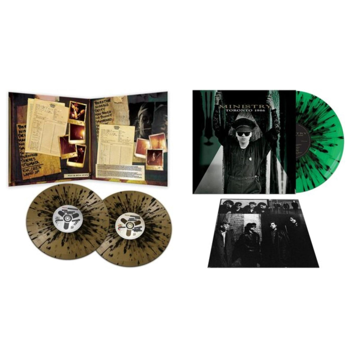 Ministry - Toronto 1986 (Green & Black Splatter LP Vinyl) & Live Necronomicon (Black & Gold Splatter Vinyl/2LP)