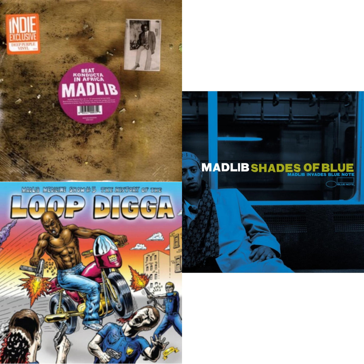 Shades Of Blue (Blue Note Classic Vinyl Series) (2LP) & Medicine Show #3 - Beat Konducta In Africa (2LP/Deep Purple Vinyl) (I) & Medicine Show No. 5 - History Of The Loop Digga: 1990-2000 (2LP/Sky Blue Vinyl) (I)