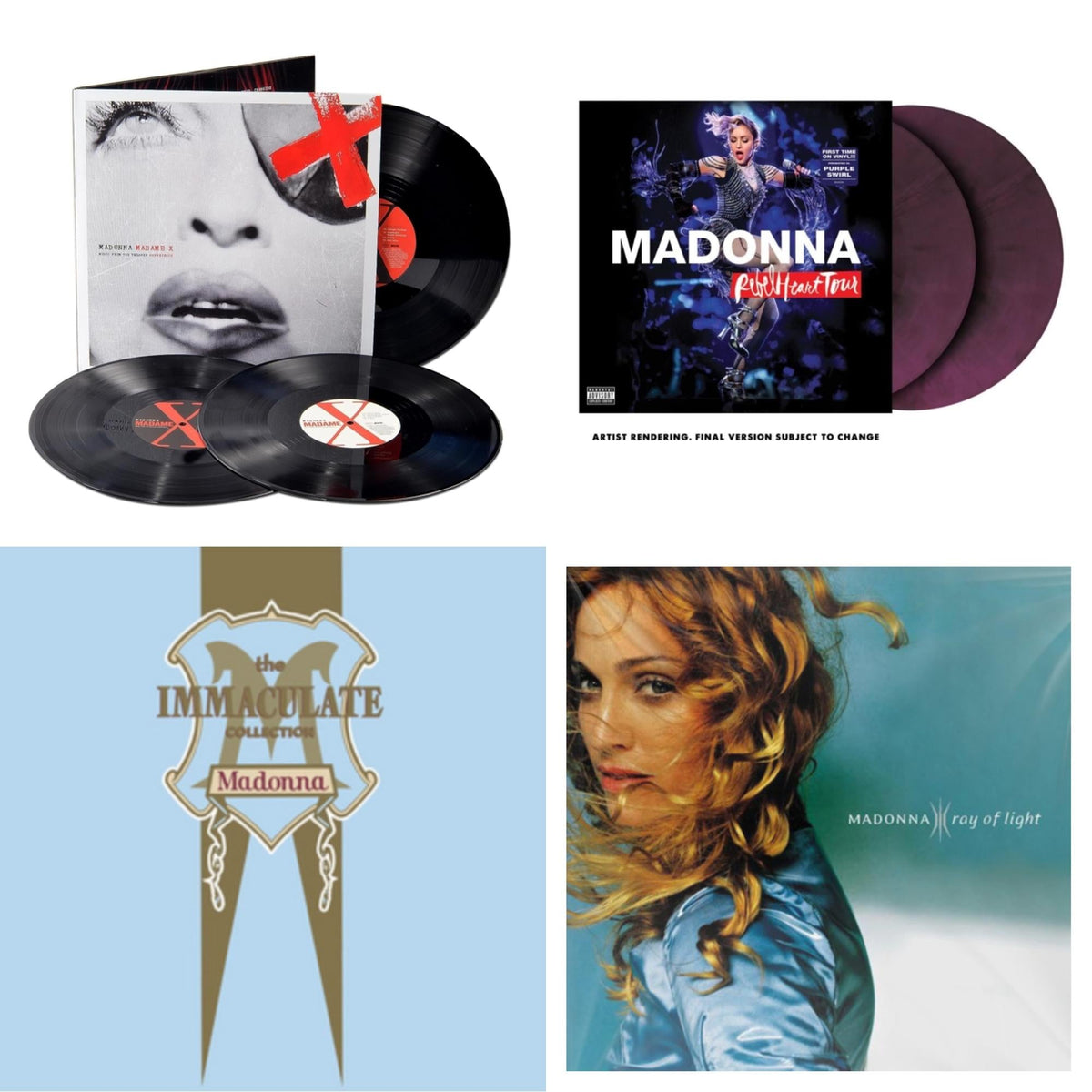 Madonna - Madame X (Live) (3LP) & Rebel Heart Tour (X) (Purple Galaxy Swirl Vinyl/2LP) & Immaculate Collection (2LP) & Ray Of Light (2LP/180G)