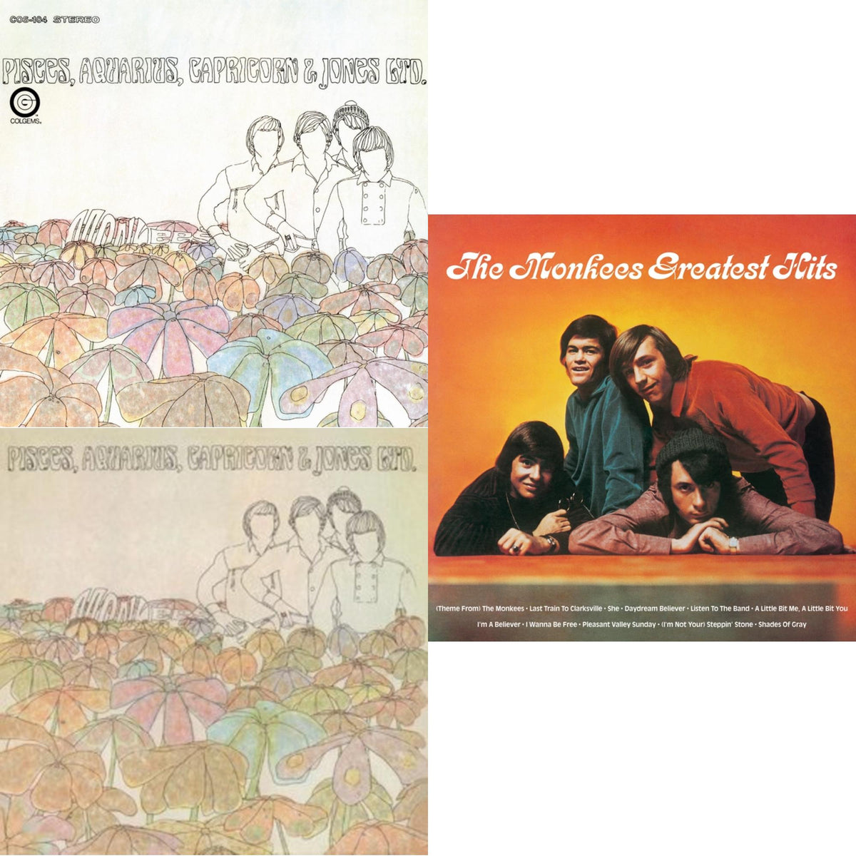 Monkees - Greatest Hits (Yellow LP Vinyl) (Rocktober) & Pisces, Aquarius, Capricorn & Jones Ltd. (Syeor) & Pisces, Aquarius, Capricorn & Jones Ltd. (Violet LP Vinyl/Limited Anniversary Edition)