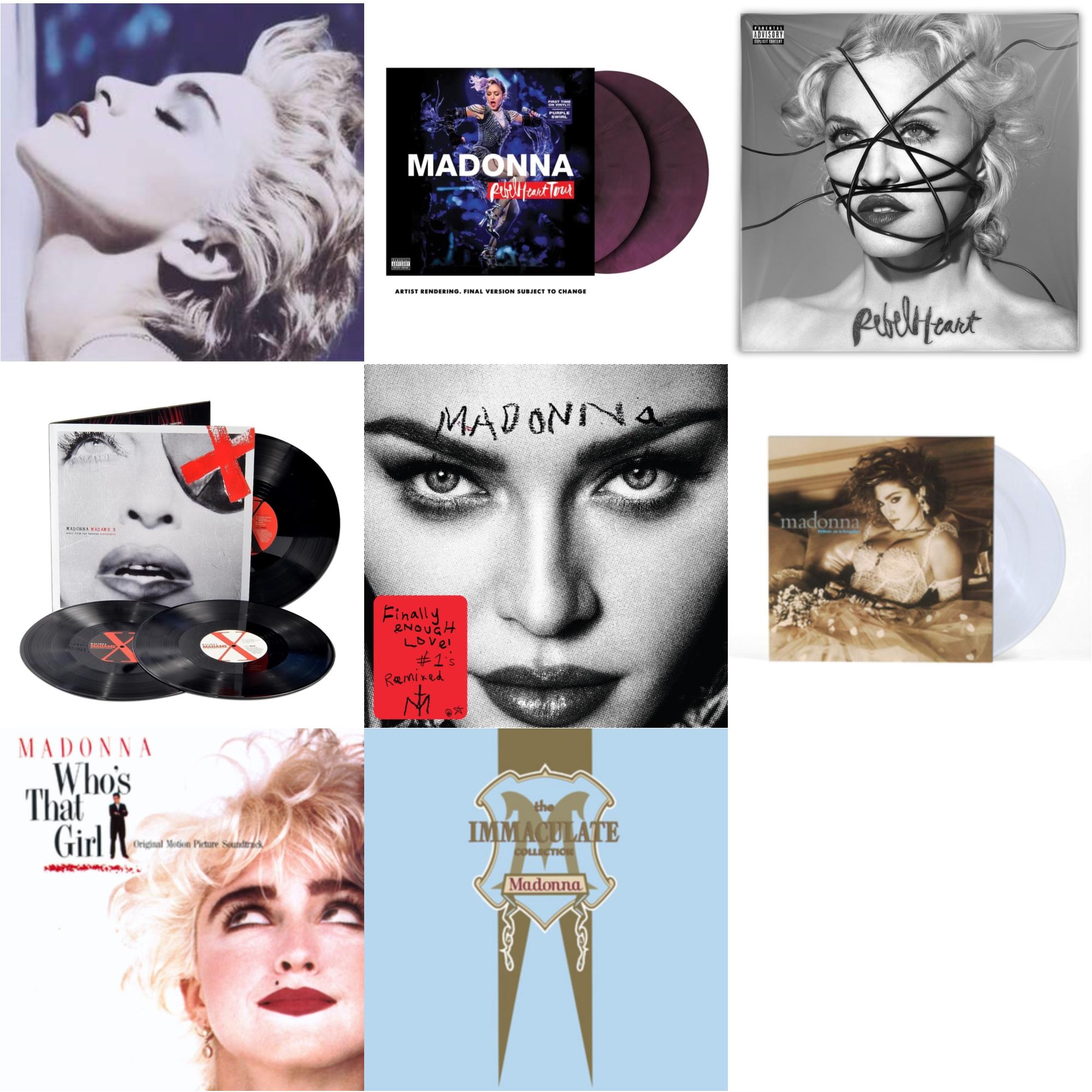 True Blue (180G) & Rebel Heart Tour (X) (Purple Galaxy Swirl Vinyl/2LP) & Rebel Heart & Madame X (Live) (3LP) & Finally Enough Love (2LP) & Like A Virgin & Immaculate Collection (2LP) & Who's That Girl Ost (Back 2 The 80S) (I)