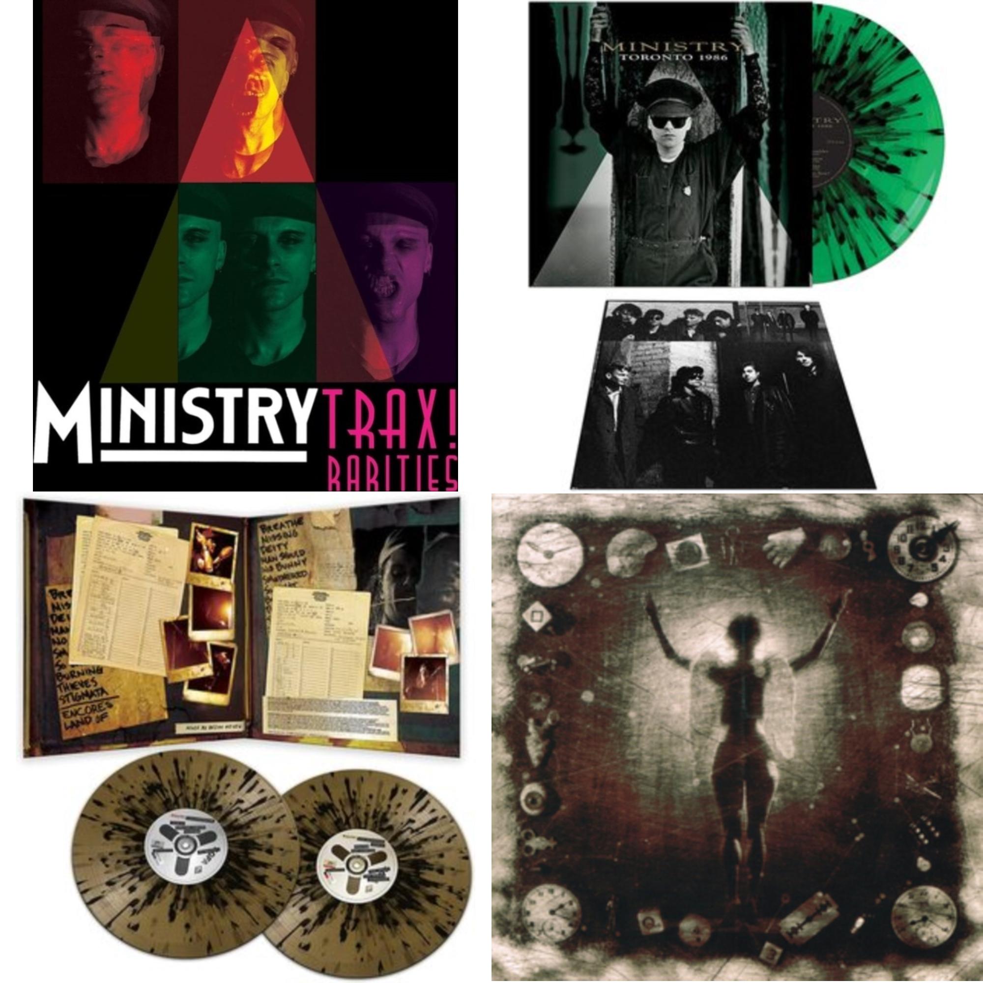 Ministry - Trax Rarities (Black/White/Magenta Splatter LP Vinyl) & Toronto 1986 (Green & Black Splatter LP Vinyl) & Live Necronomicon (Black & Gold Splatter Vinyl/2LP) & Ke*A*H** (Psalm 69) (180G)