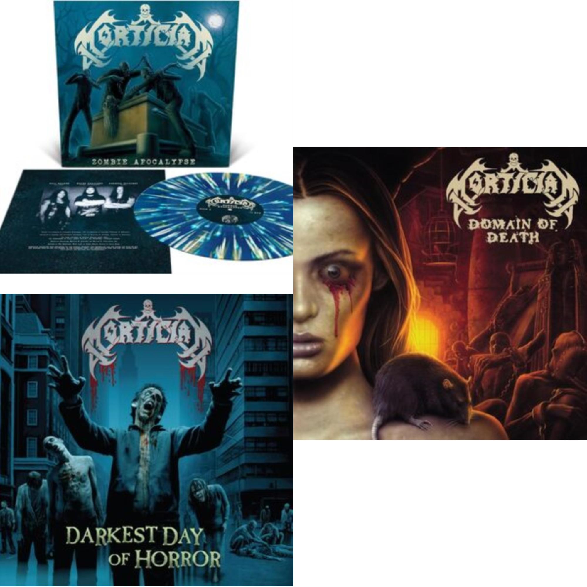 Zombie Apocalypse (Sea Blue With White, Bone White & Gold Splatter LP Vinyl) & Domain Of Death (Orange Krush LP Vinyl) & Darkest Day Of Horror (Sea Blue With Splatter  LP Vinyl)