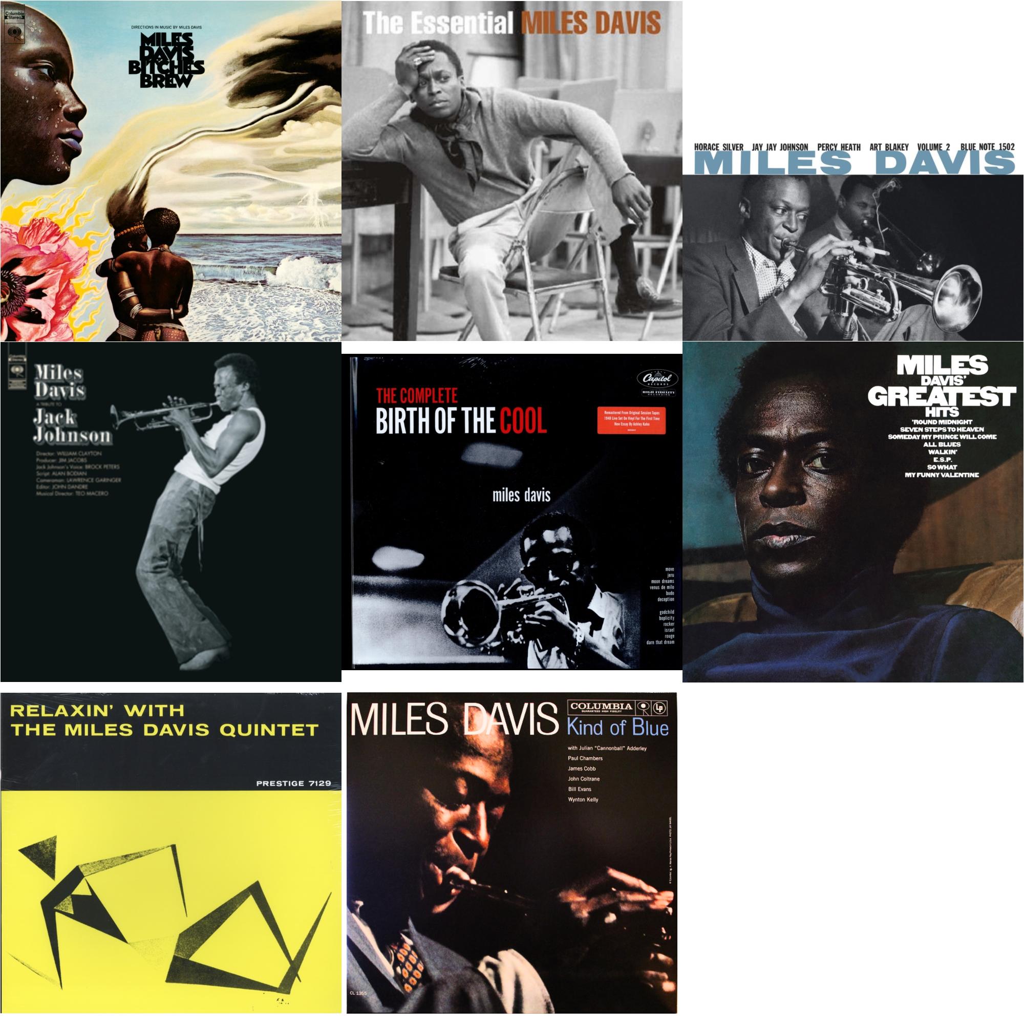 Miles Davis - Relaxin With The Miles Davis Quintet & Bitches Brew (2LP/140G) & Tribute To Jack Johnson (140G/Dl Insert) & Volume 2 (Blue Note Classic LP Vinyl Series) & Complete Birth Of The Cool (2LP) & Kind Of Blue (Mono) & Essential Miles Davis