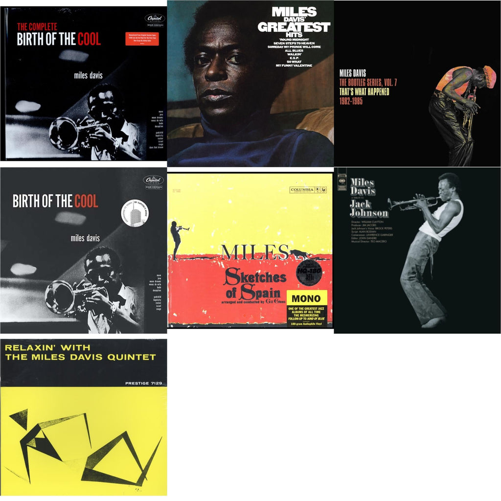 Miles Davis - Relaxin With The Miles Davis Quintet & Tribute To Jack Johnson (140G/Dl Insert) & Bootleg Series Vol. 7: That’S What Happened 1982-1985 (2LP/White Vinyl) & Birth Of The Cool & Complete Birth Of The Cool (2LP) & Sketches Of Spain (Mono)