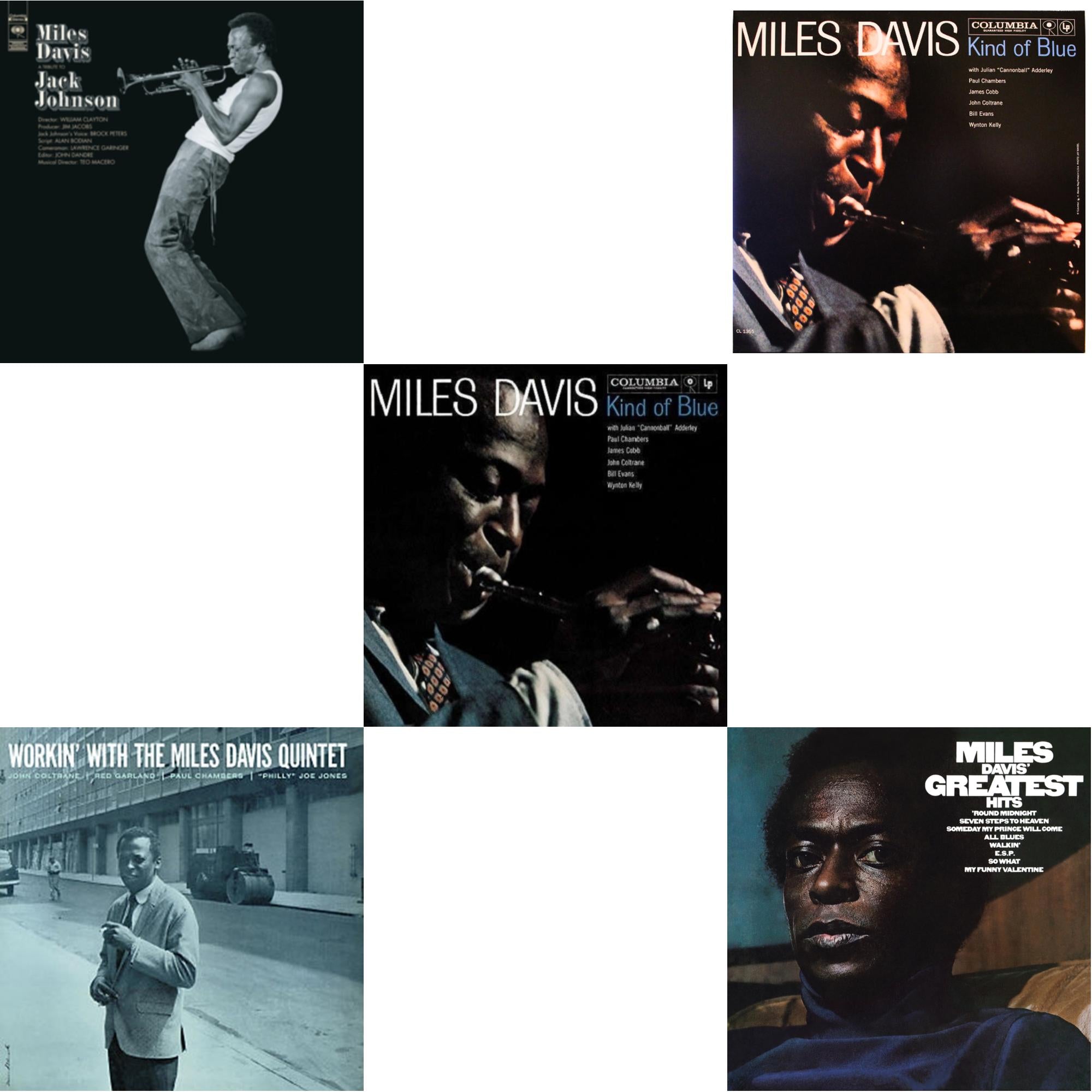 Tribute To Jack Johnson (140G/Dl Insert) & Workin With The Miles Davis Quintet & Kind Of Blue & Kind Of Blue (Mono) & Greatest Hits (1969) (150G/Dl Code)