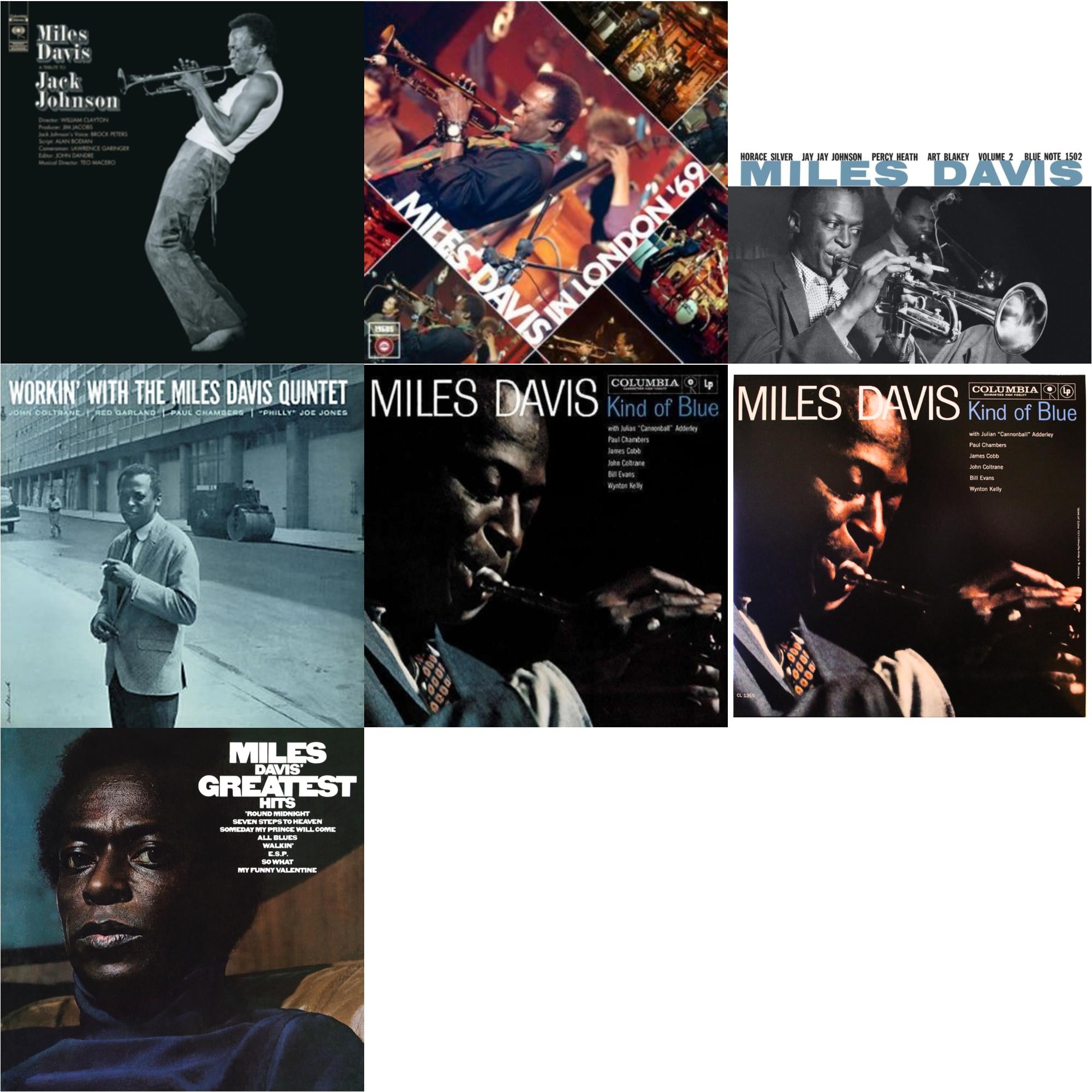 Tribute To Jack Johnson (140G/Dl Insert) & Live At Ronnie Scott's 1969 & Volume 2 (Blue Note Classic LP Vinyl Series) & Workin With The Miles Davis Quintet & Kind Of Blue & Kind Of Blue (Mono) & Greatest Hits (1969) (150G/Dl Code)