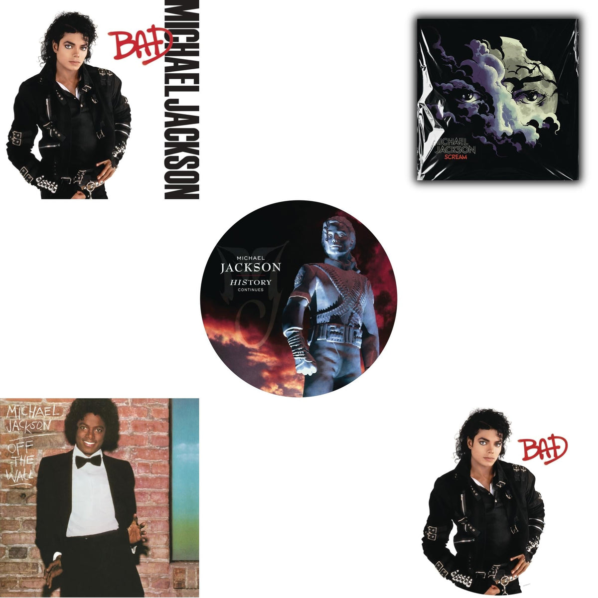 Bad (Picture Disc) & History: Continues (2LP/Picture Disc) & Bad (140G/Gatefold) & Off The Wall (140G/Gatefold) & Michael Jackson - Scream (2LP) (New LP Vinyl)