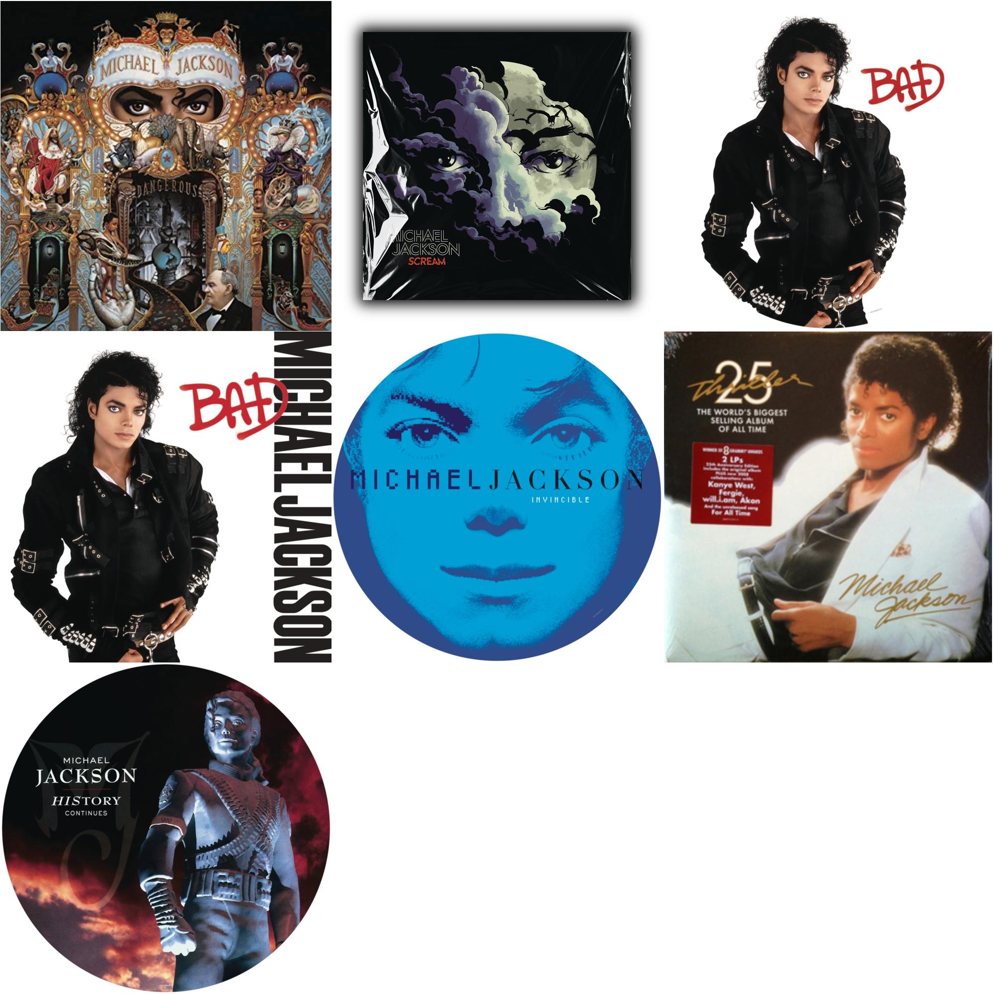 Michael Jackson - Dangerous (180G/2LP) & Michael Jackson - Scream (2LP) (New LP Vinyl) & Bad (Picture Disc) & Bad (140G/Gatefold) & Invincible (2LP/Picture Disc) & Thriller (25Th Anniversary Edition/2LP/180G/Gatefold) & History: Continues