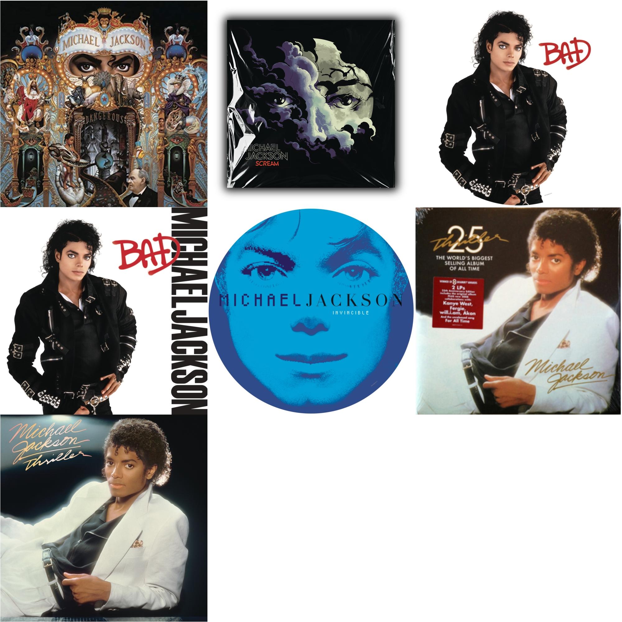 Michael Jackson - Dangerous (180G/2LP) & Michael Jackson - Scream (2LP) (New LP Vinyl) & Bad (Picture Disc) & Bad (140G/Gatefold) & Invincible (2LP/Picture Disc) & Thriller (25Th Anniversary Edition/2LP/180G/Gatefold) & Thriller (140G/Gatefold)