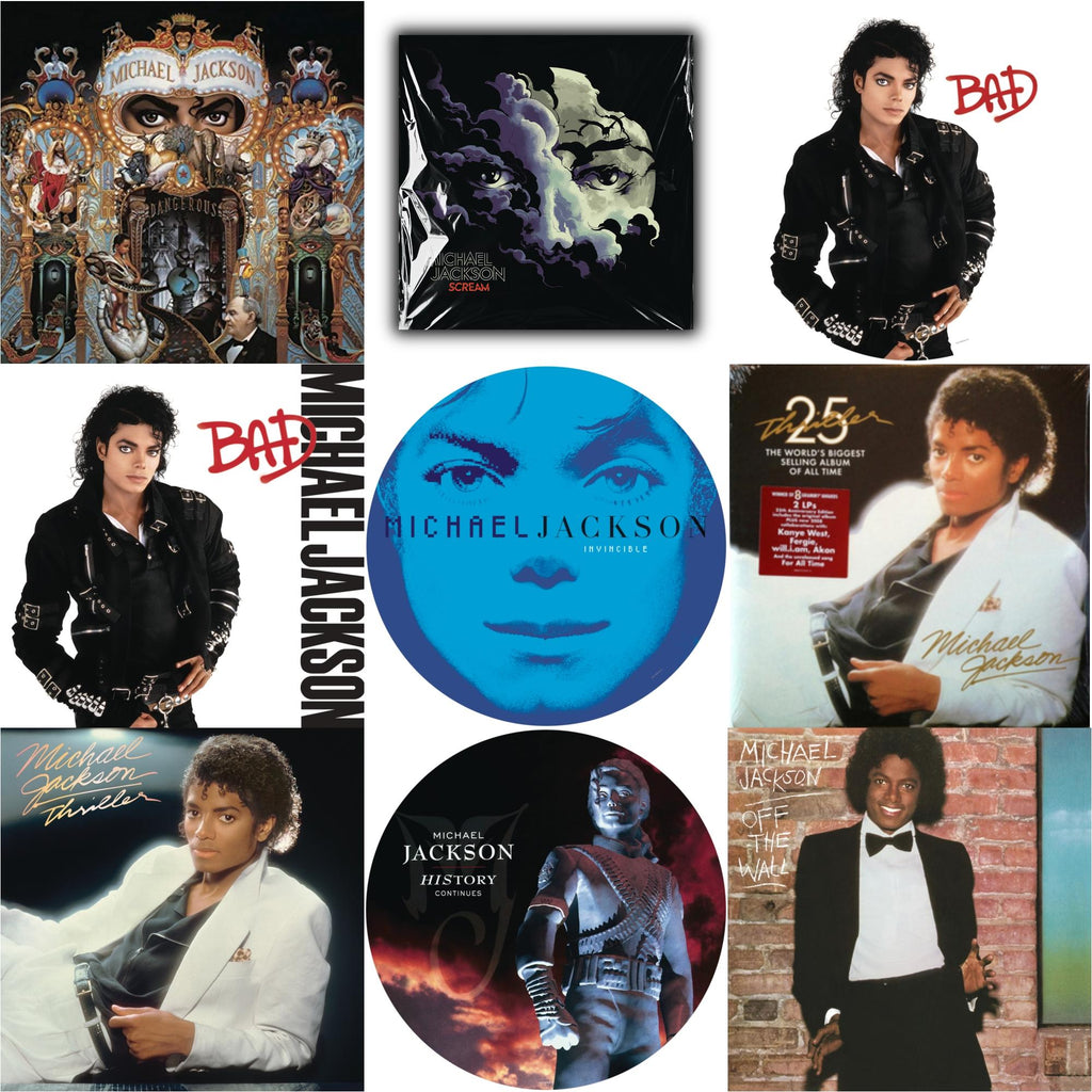 Michael Jackson - Bad (Picture Disc) & History: Continues (2LP/Picture Disc) & Invincible (2LP/Picture Disc) & Thriller (25Th Anniversary Edition/2LP/180G/Gatefold) & Dangerous (180G/2LP) & Thriller (140G/Gatefold) & Bad (140G/Gatefold) & Off The
