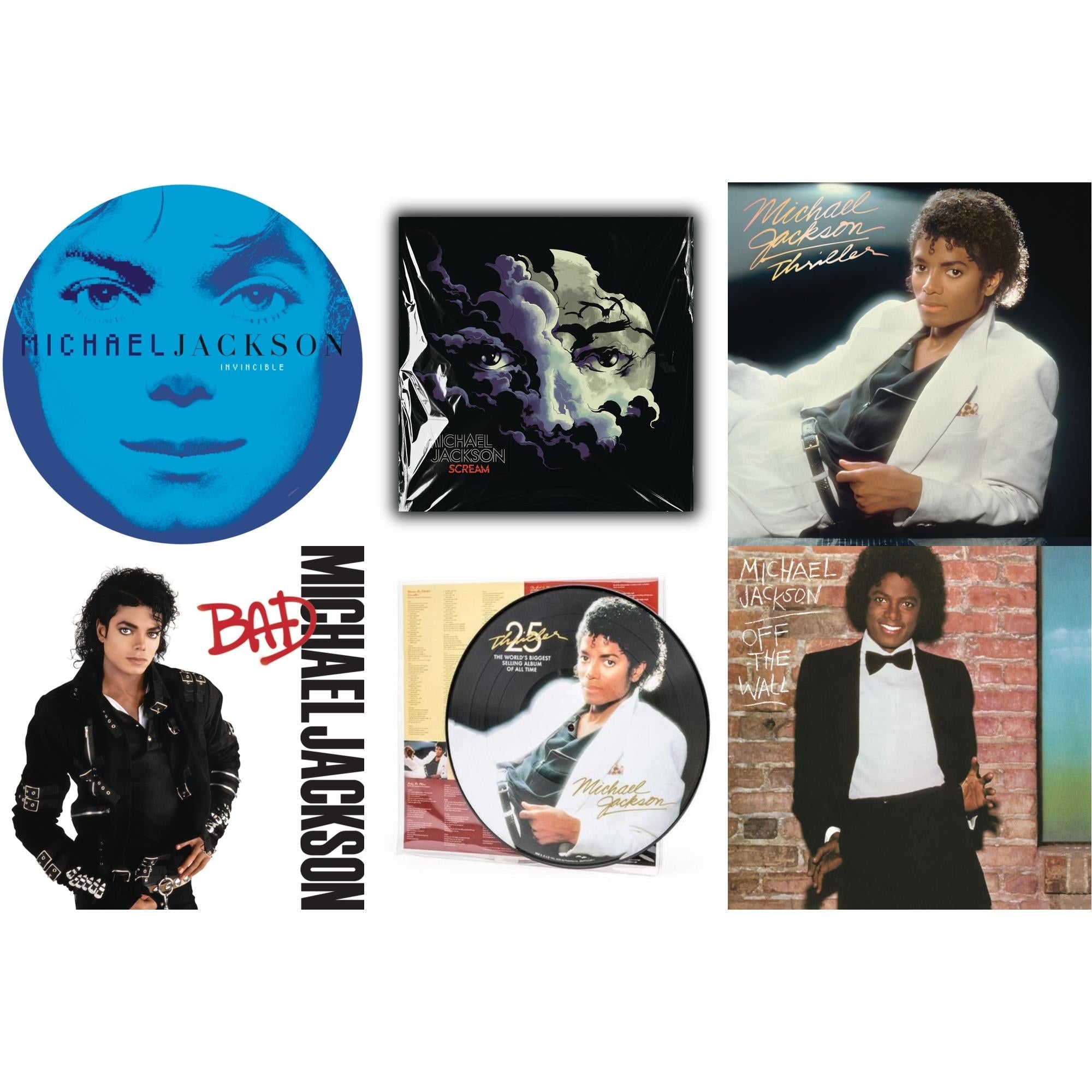 Invincible (2LP/Picture Disc) & Thriller (Picture Disc) & Thriller (140G/Gatefold) & Bad (140G/Gatefold) & Off The Wall (140G/Gatefold) & Michael Jackson - Scream (2LP) (New LP Vinyl)