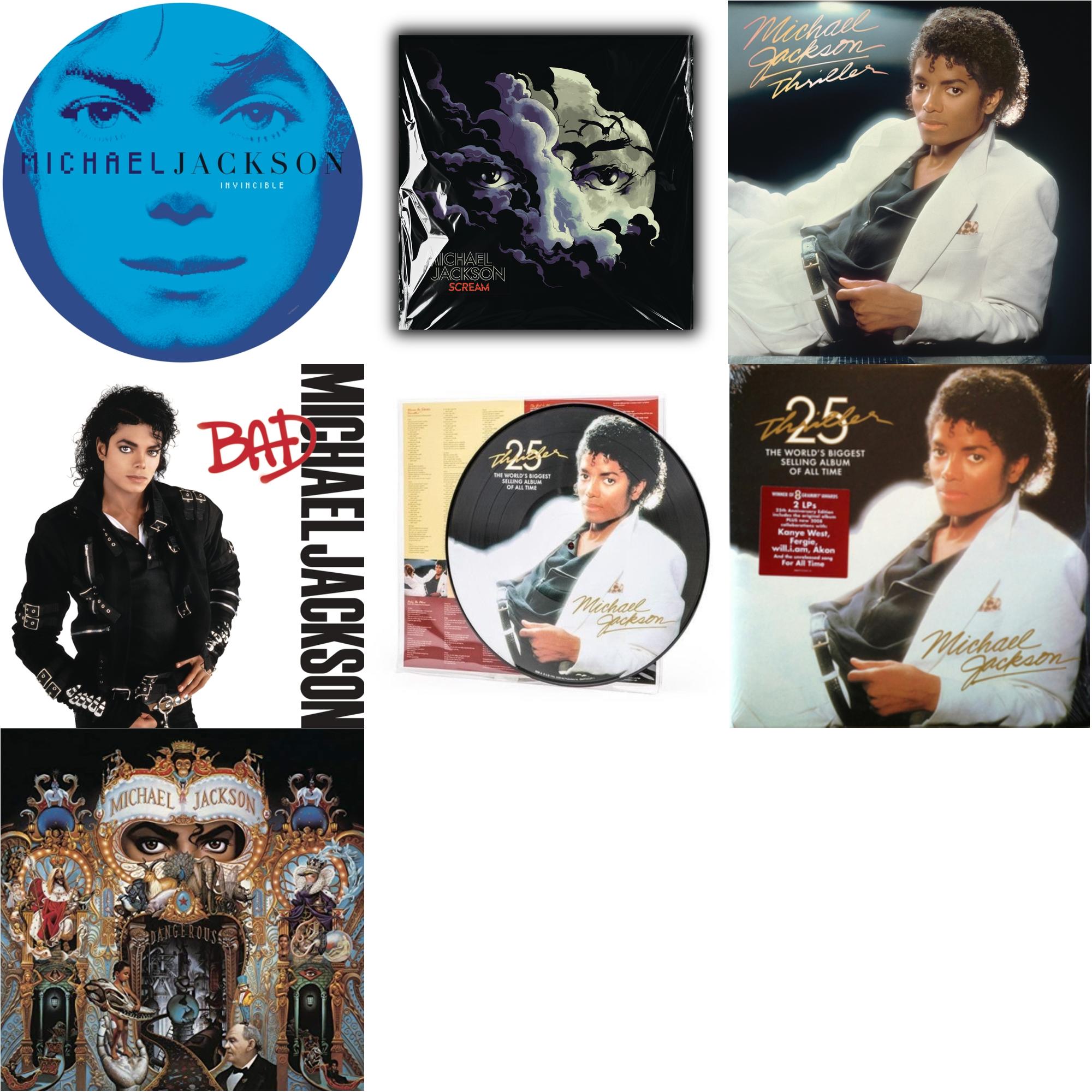 Invincible (2LP/Picture Disc) & Thriller (25Th Anniversary Edition/2LP/180G/Gatefold) & Thriller (Picture Disc) & Dangerous (180G/2LP) & Thriller (140G/Gatefold) & Bad (140G/Gatefold) & Michael Jackson - Scream (2LP) (New LP Vinyl)