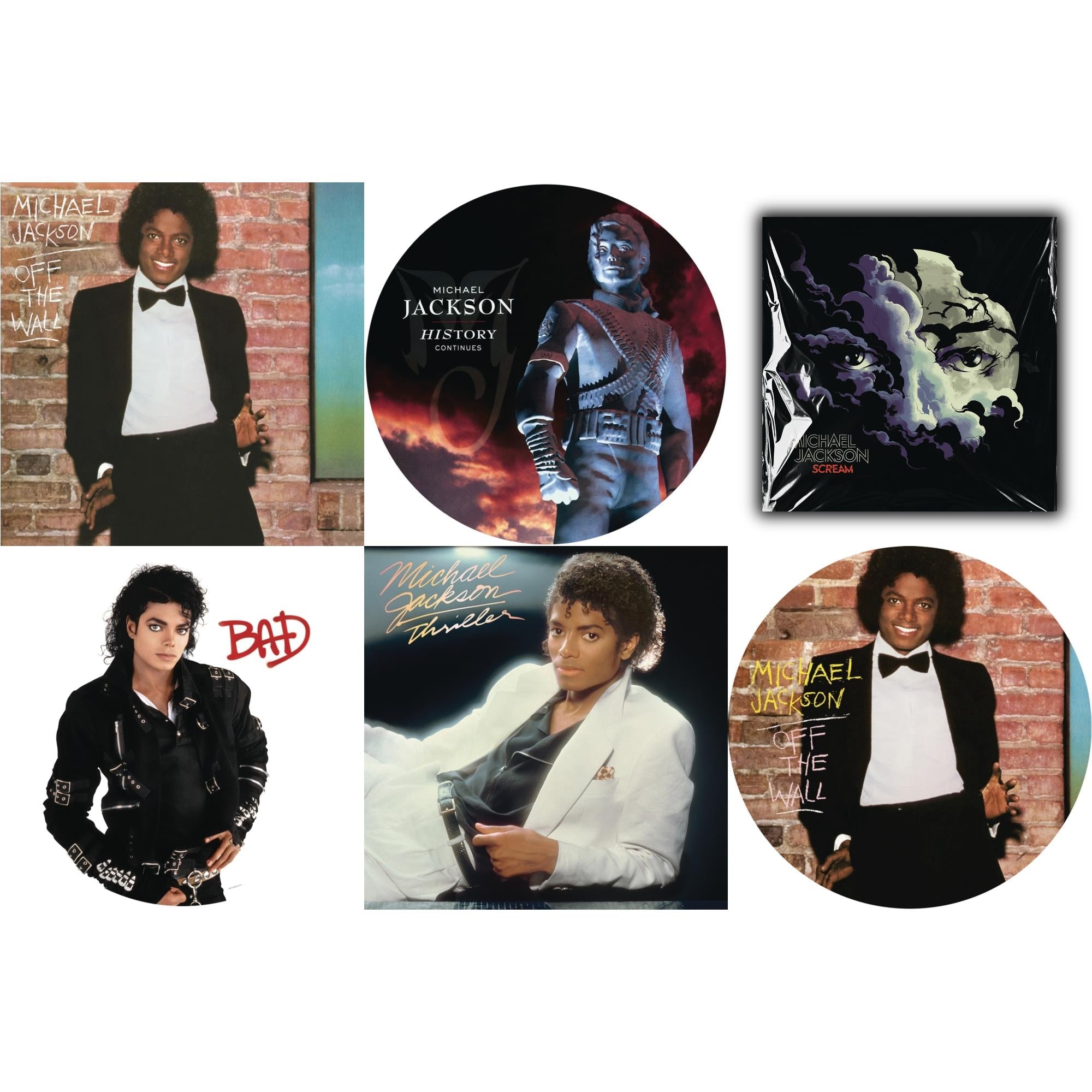 Off The Wall (Picture Disc) & Bad (Picture Disc) & History: Continues (2LP/Picture Disc) & Thriller (140G/Gatefold) & Off The Wall (140G/Gatefold) & Michael Jackson - Scream (2LP) (New LP Vinyl)