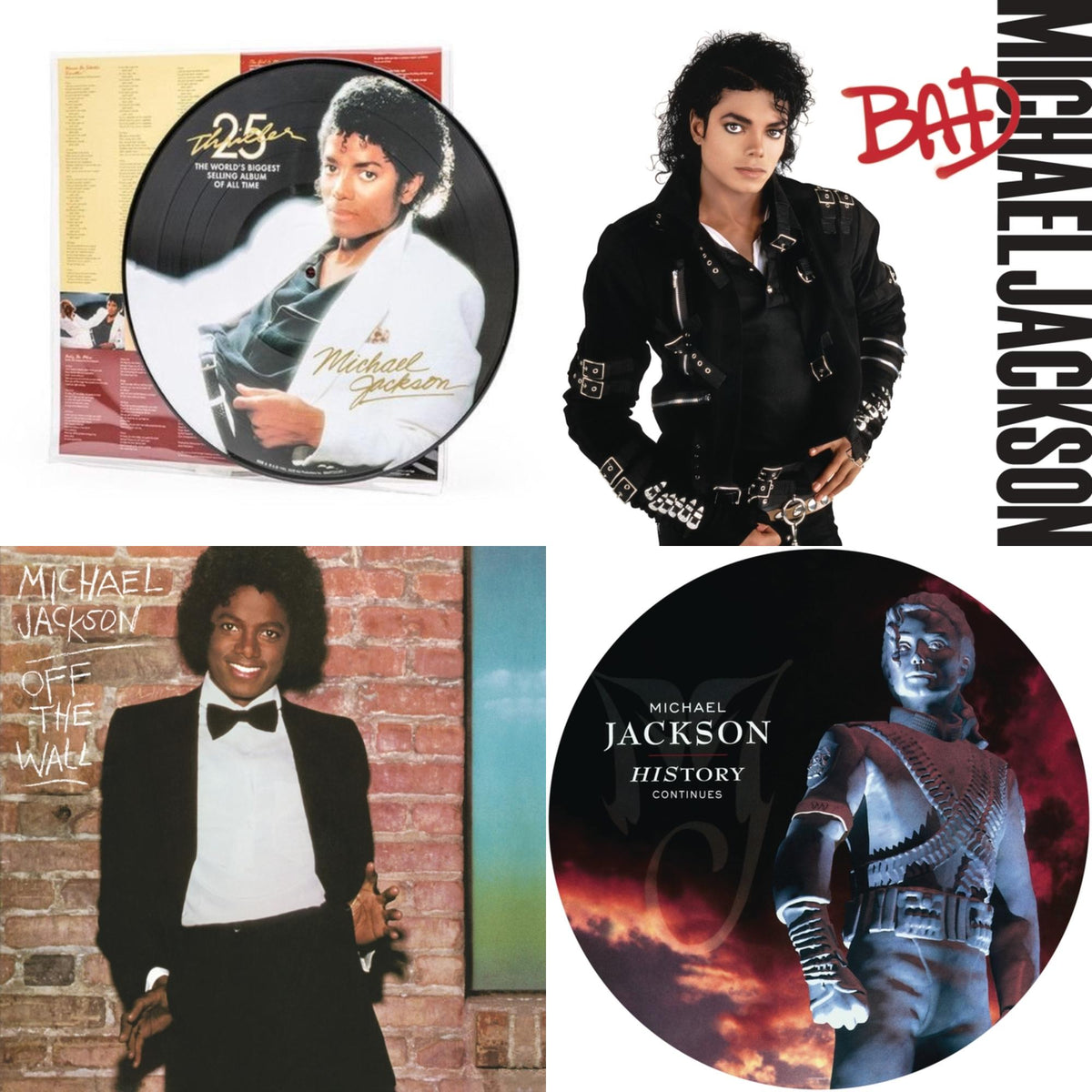 History: Continues (2LP/Picture Disc) & Thriller (Picture Disc) & Bad (140G/Gatefold) & Off The Wall (140G/Gatefold)