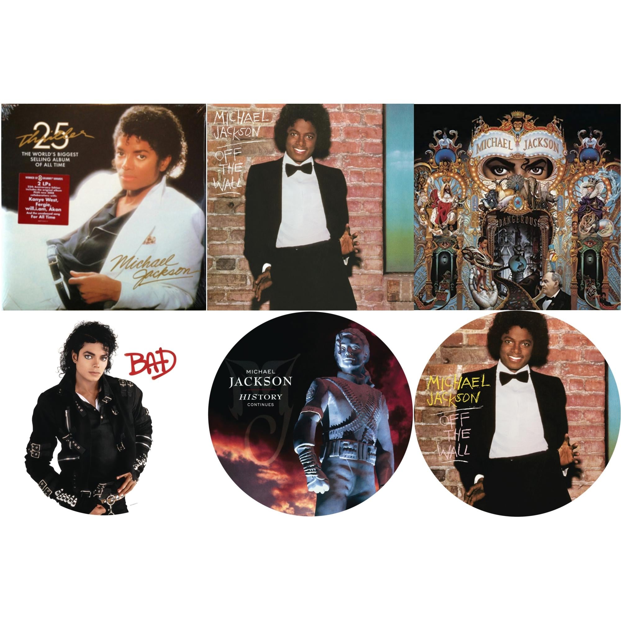 Off The Wall (Picture Disc) & Bad (Picture Disc) & History: Continues (2LP/Picture Disc) & Thriller (25Th Anniversary Edition/2LP/180G/Gatefold) & Dangerous (180G/2LP) & Off The Wall (140G/Gatefold)