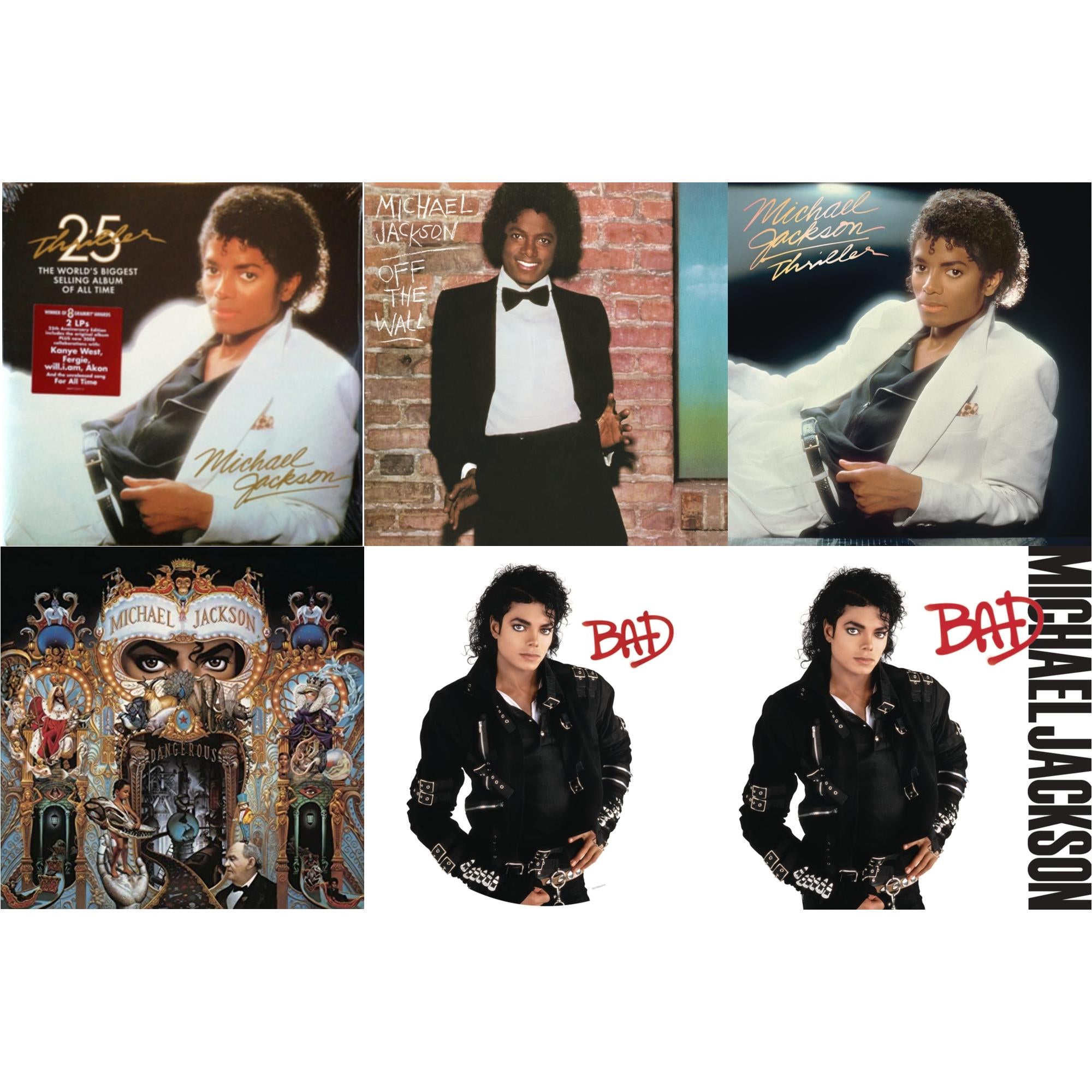 Michael Jackson - Thriller (25Th Anniversary Edition/2LP/180G/Gatefold) & Off The Wall (140G/Gatefold) & Thriller (140G/Gatefold) & Dangerous (180G/2LP) & Bad (Picture Disc) & Bad (140G/Gatefold)
