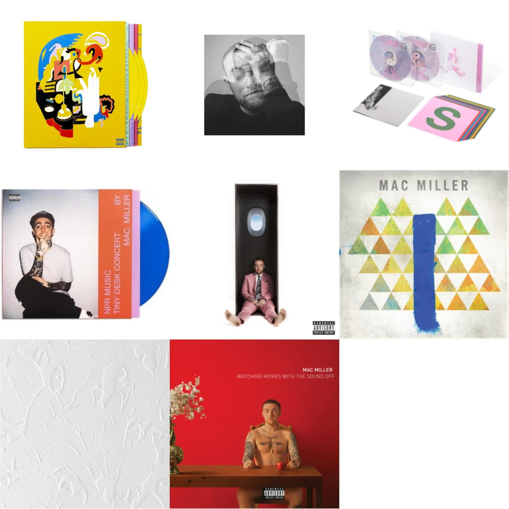 Mac Miller - Faces (3LP/Yellow Vinyl) & Circles (2LP/Clear Vinyl) & Swimming (5 Year) (2LP/Milky Clear/Hot Pink/Sky Blue Marble Vinyl) & Npr Music Tiny Desk Concert (Translucent Blue LP Vinyl/B-Side Etching/Insert) & Swimming (X) & Blue Slide Park &