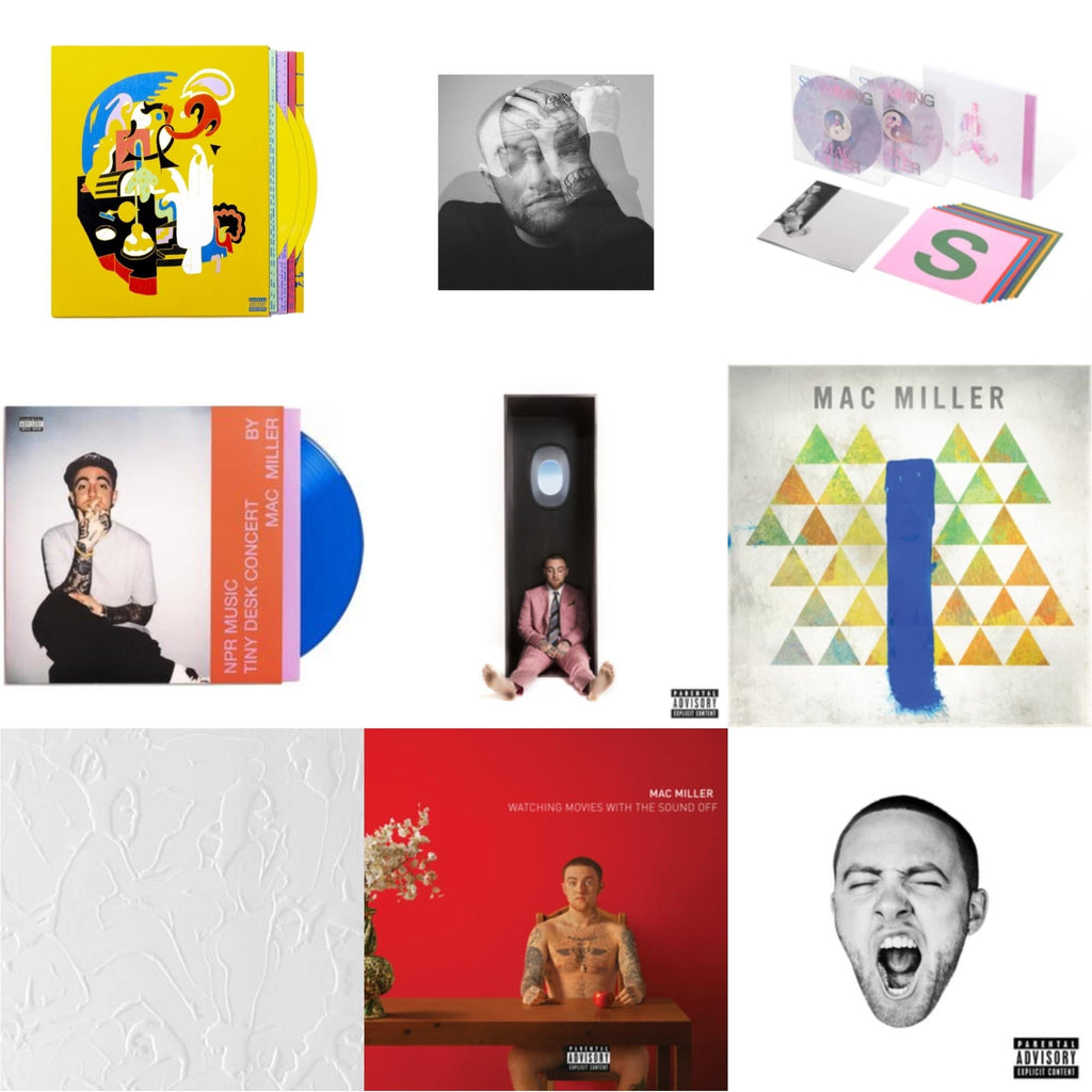 Mac Miller - Faces (3LP/Yellow Vinyl) & Circles (2LP/Clear Vinyl) & Swimming (5 Year) (2LP/Milky Clear/Hot Pink/Sky Blue Marble Vinyl) & Npr Music Tiny Desk Concert (Translucent Blue LP Vinyl/B-Side Etching/Insert) & Swimming (X) & Blue Slide Park &