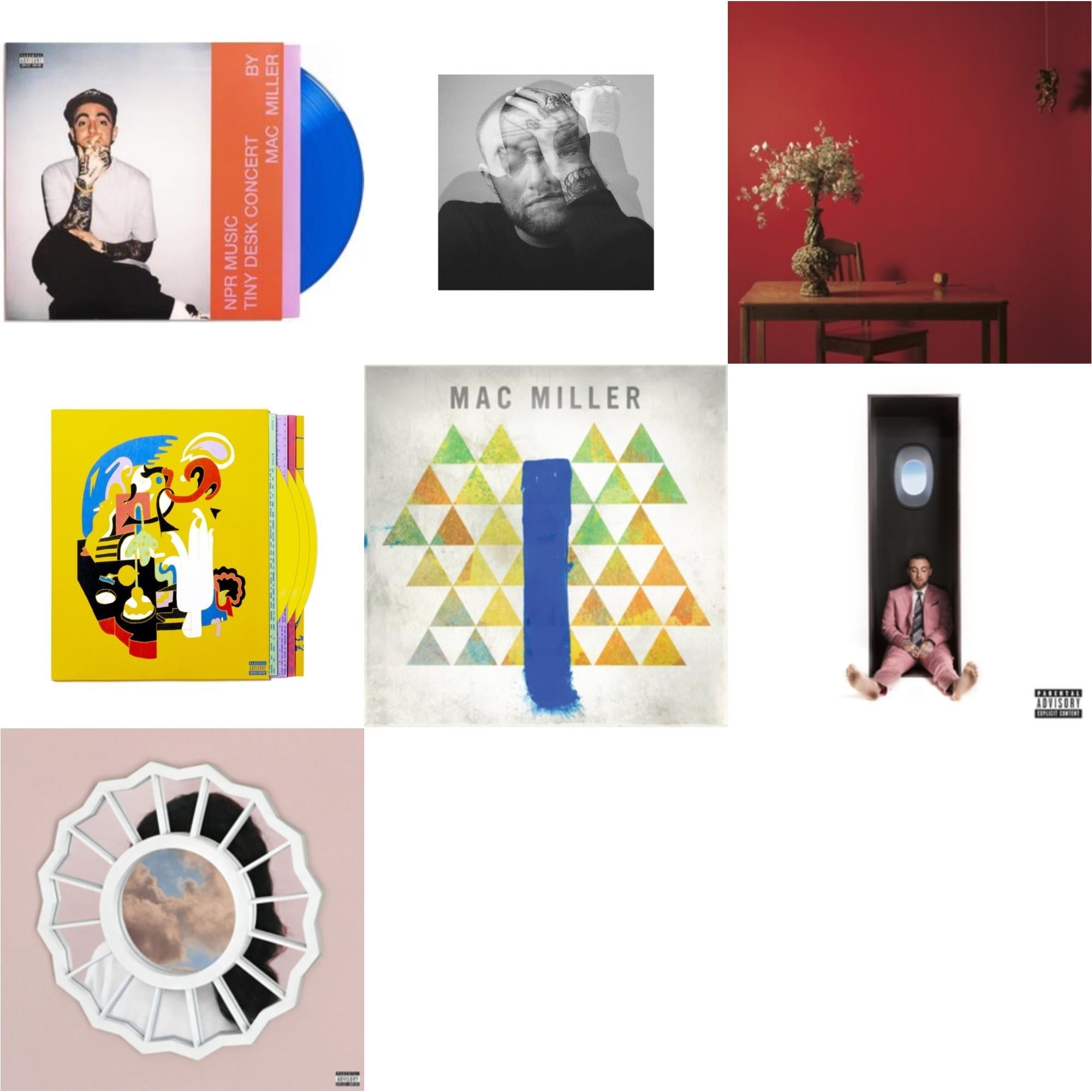 Mac Miller - Npr Music Tiny Desk Concert (Translucent Blue LP Vinyl/B-Side Etching/Insert) & Faces (3LP/Yellow Vinyl) & Swimming (X) & Circles (2LP/Clear Vinyl) & Divine Feminine (X) & Watching Movies With The Sound Off (10 Year Anniversary/Galaxy