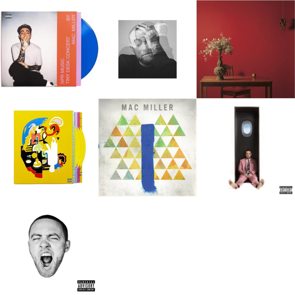 Mac Miller - Npr Music Tiny Desk Concert (Translucent Blue LP Vinyl/B-Side Etching/Insert) & Faces (3LP/Yellow Vinyl) & Swimming (X) & Circles (2LP/Clear Vinyl) & Go:Od Am (X) & Watching Movies With The Sound Off (10 Year Anniversary/Galaxy