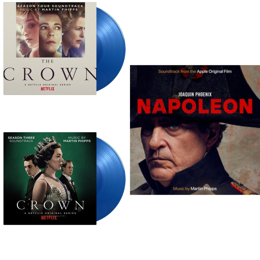 Crown Ost (Netflix Series Season Three) (Limited/Royal Blue LP Vinyl/180G/Booklet) & Crown Ost (Netflix Series Season Four) (Limited/Royal Blue LP Vinyl/180G/Booklet) & Napoleon Ost (Translucent Red LP Vinyl/180G/Numbered)