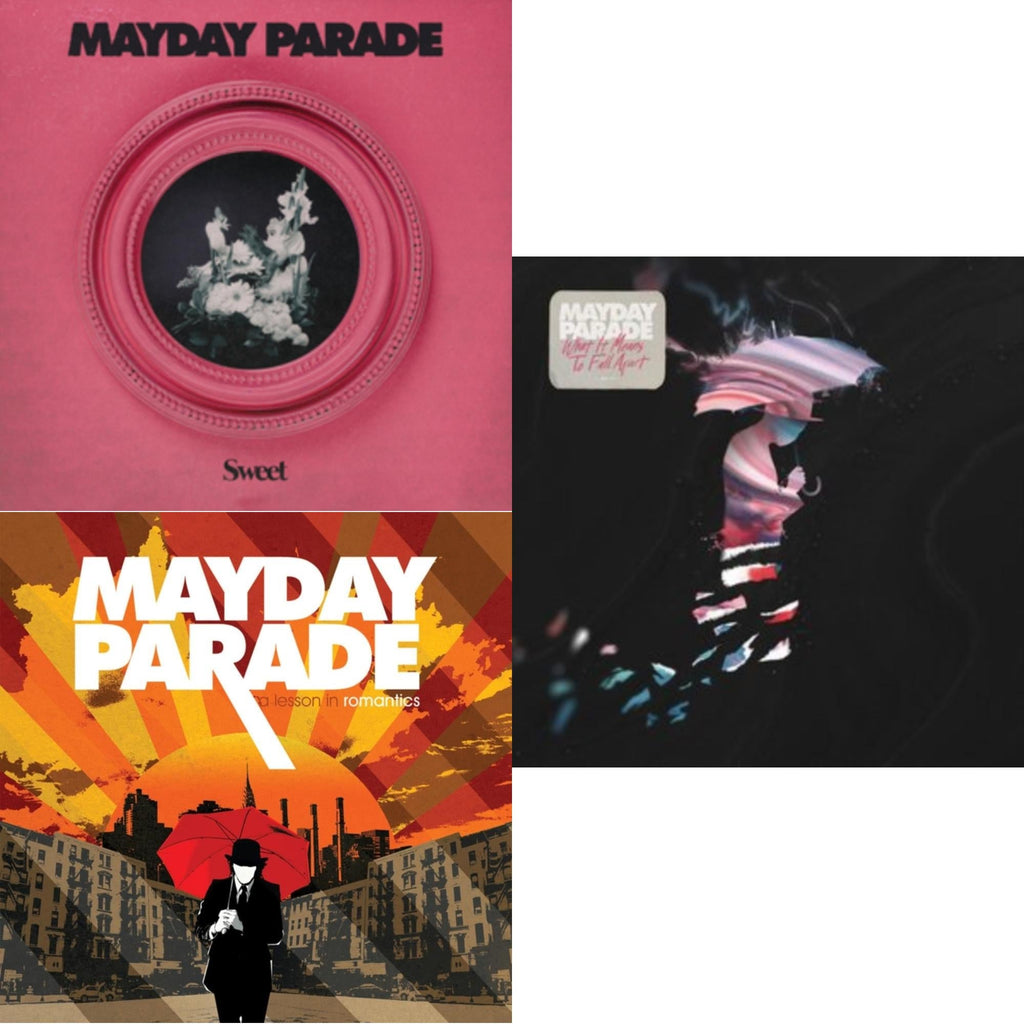 Mayday Parade - What It Means To Fall Apart & Sweet (Pink LP Vinyl) & Lesson In Romantics (Coke Bottle Clear LP Vinyl)
