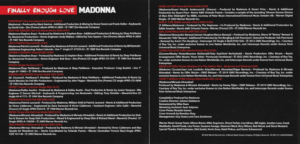 Madonna – Finally Enough Love Music CD