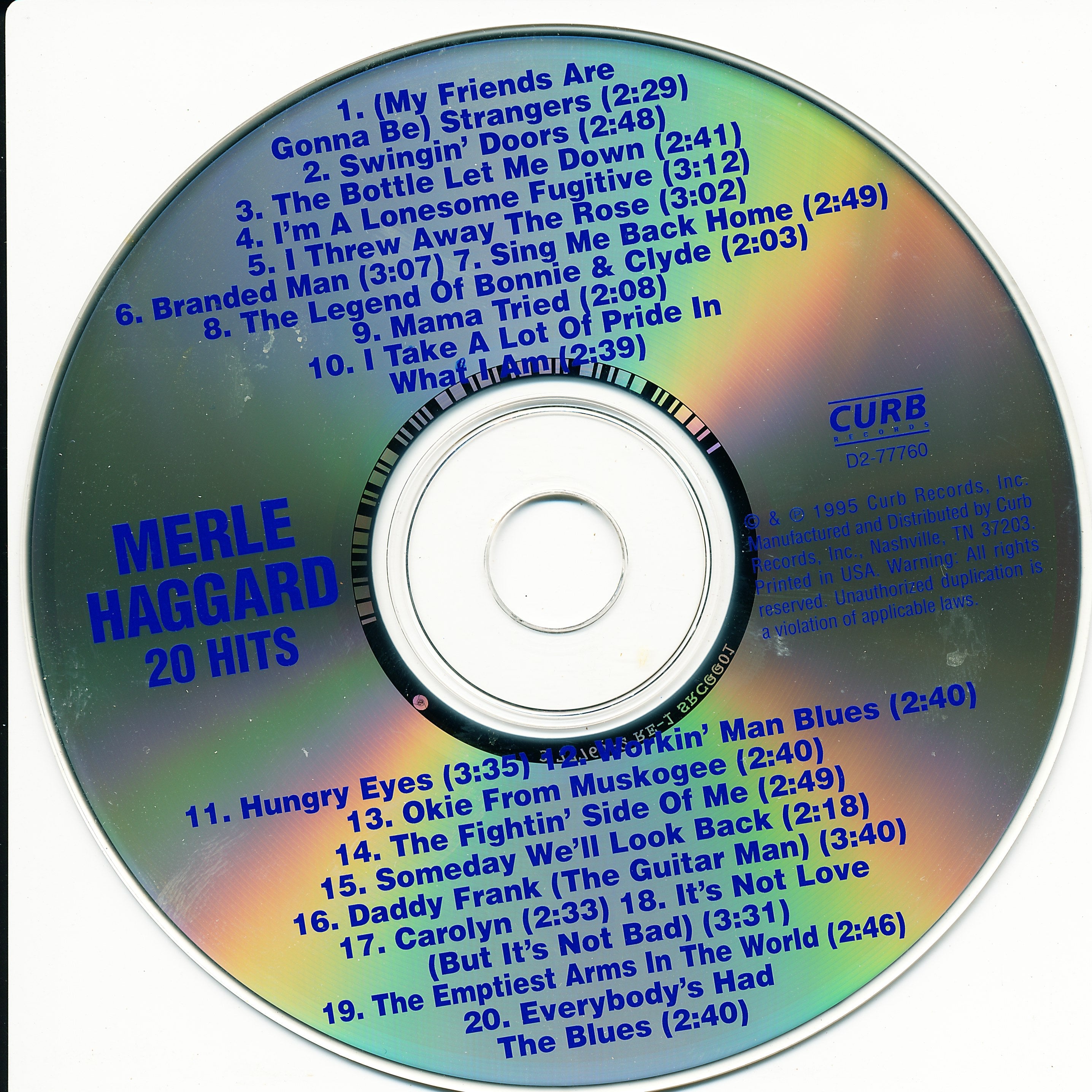 Merle Haggard – 20 Hits Music CD