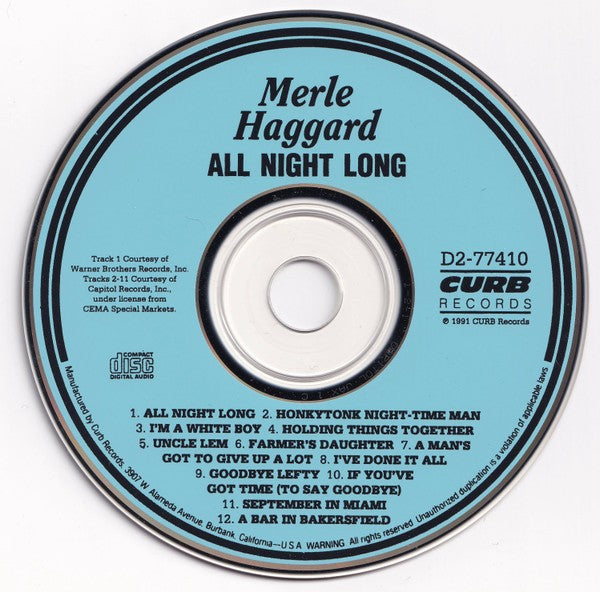 Merle Haggard – All Night Long Music CD