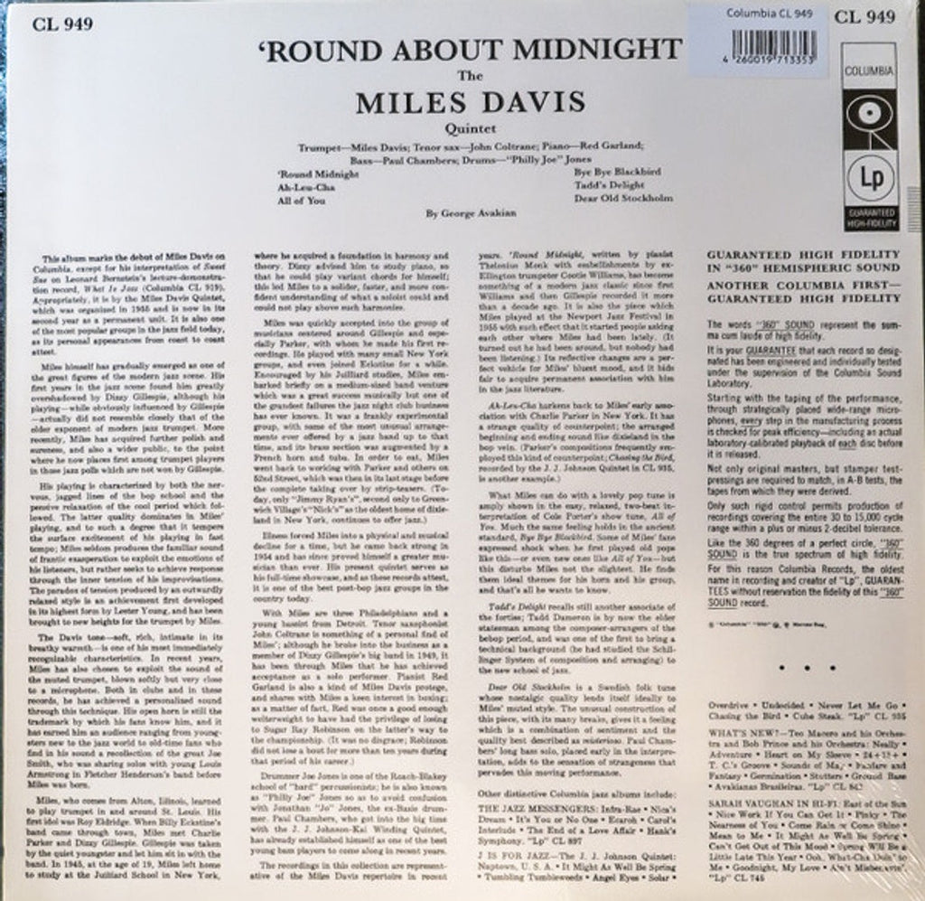 Miles Davis – 'Round About Midnight (LP Vinyl) Vinyl Record